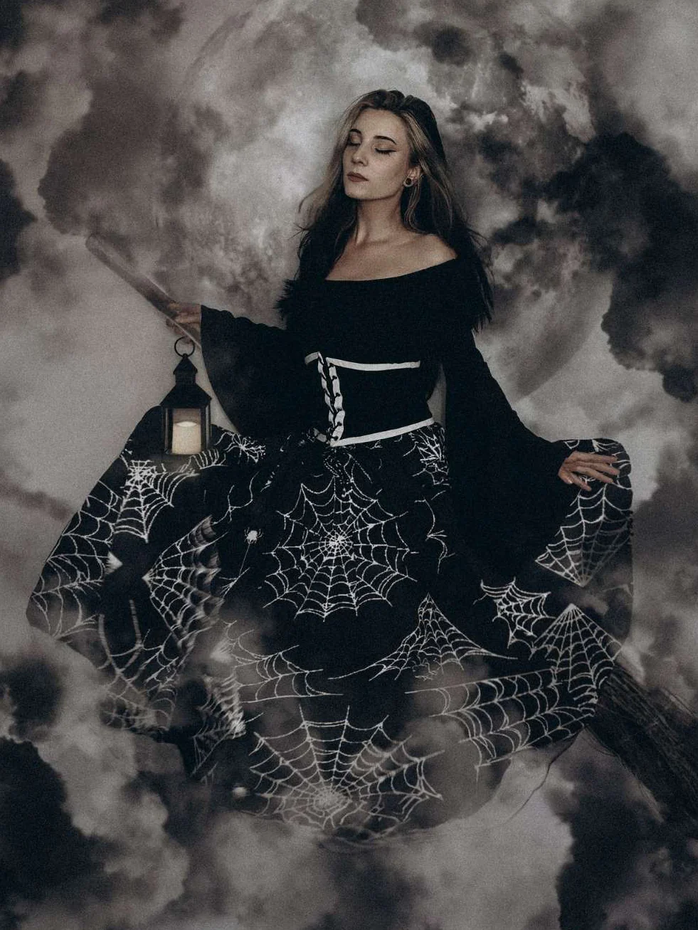 HALLOWEEN GOTHIC SPINNENNETZ SWING KLEID - Image 2