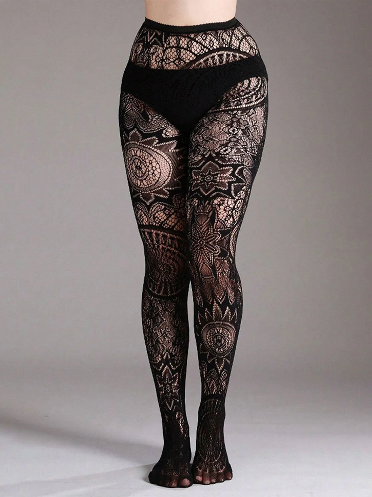 Halloween Gothic Spitze Blumen Muster Transparente Strumpfhosen - Image 2