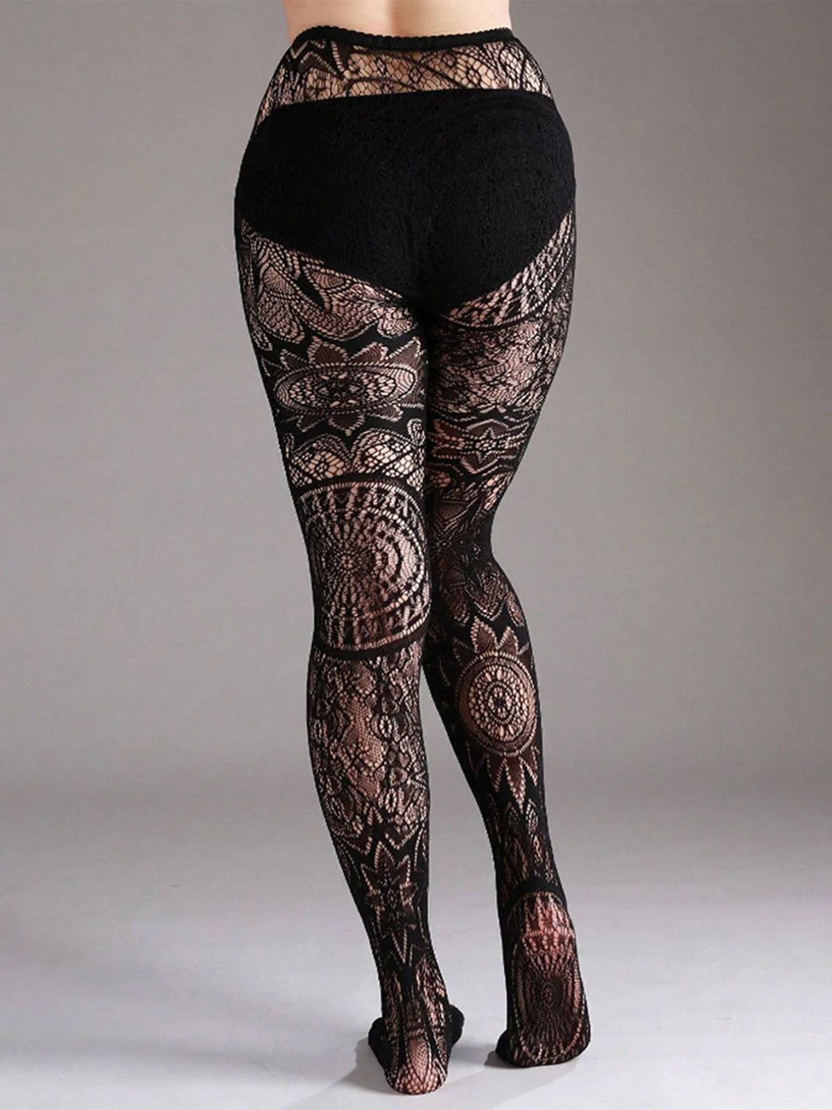 Halloween Gothic Spitze Blumen Muster Transparente Strumpfhosen - Image 4