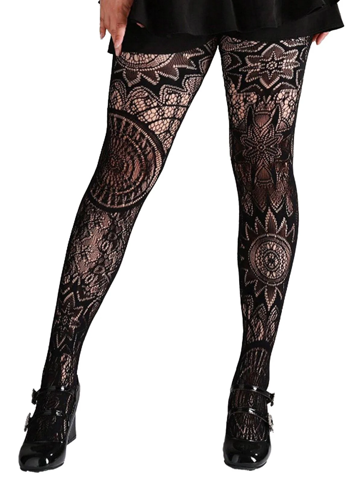 Halloween Gothic Spitze Blumen Muster Transparente Strumpfhosen - Image 5