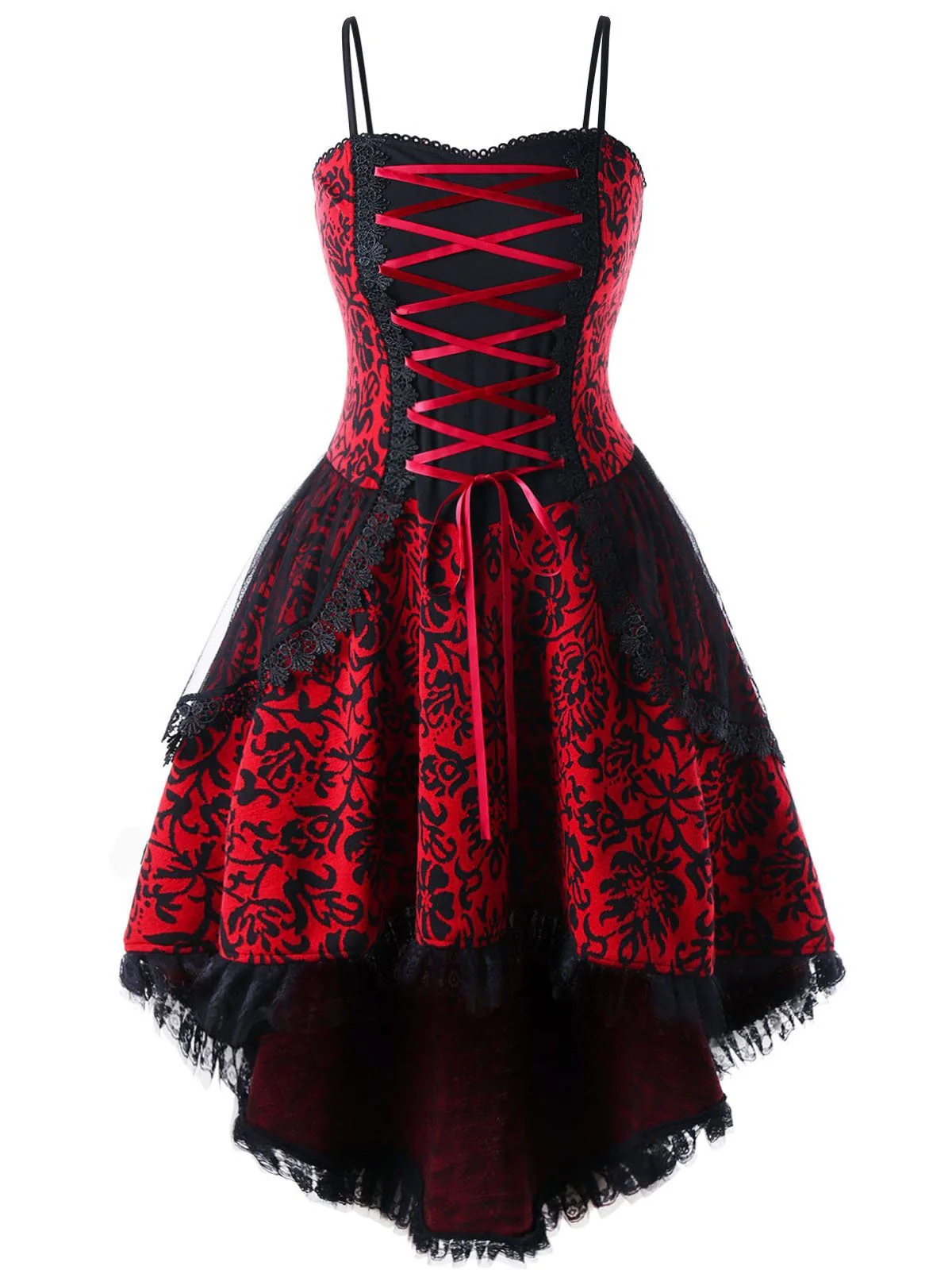 Gothic Steampunk Spitze Spaghetti Kleid