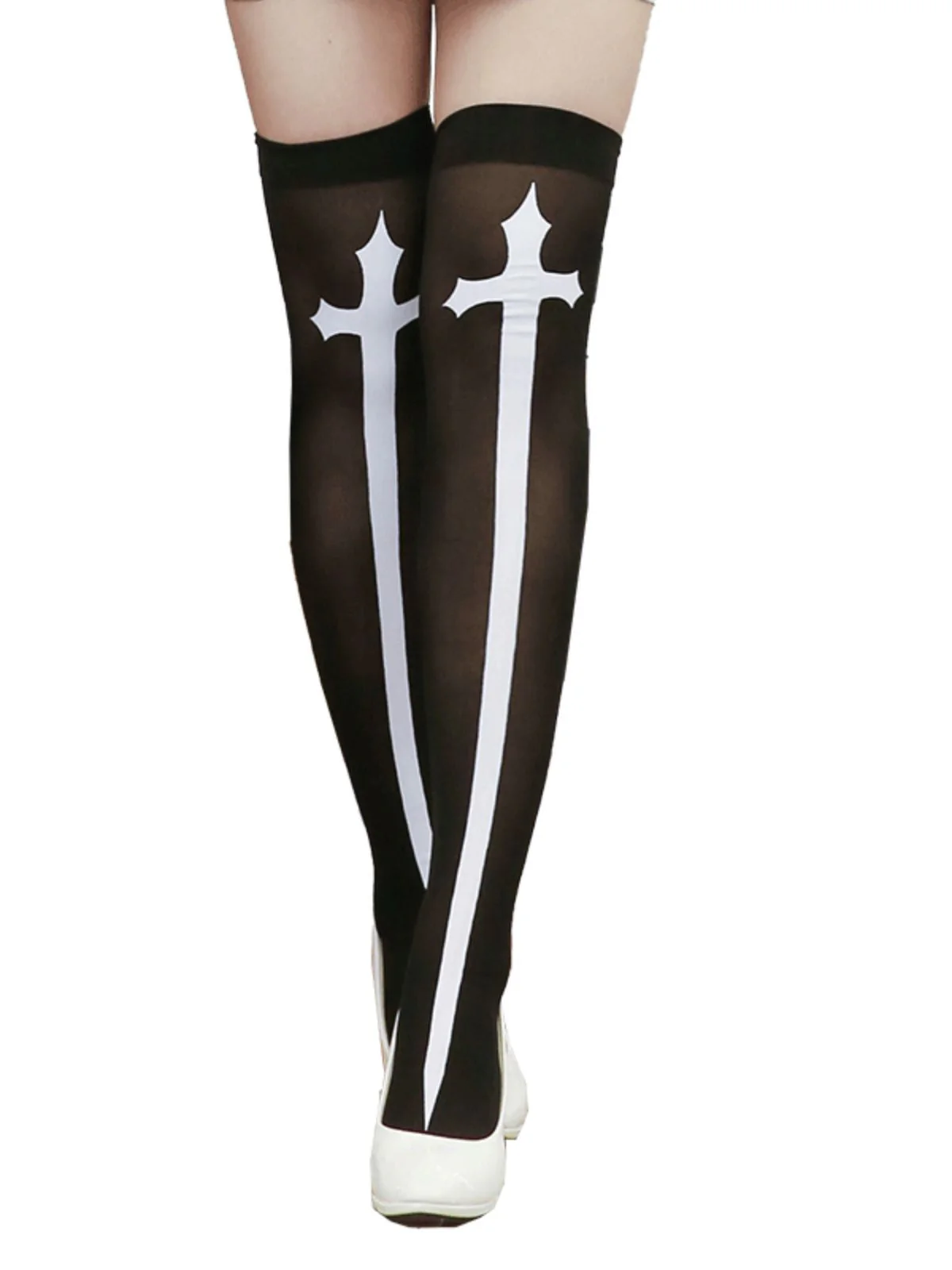 Halloween Kreuzen Drucken Schenkelhohe Strümpfe - Image 6