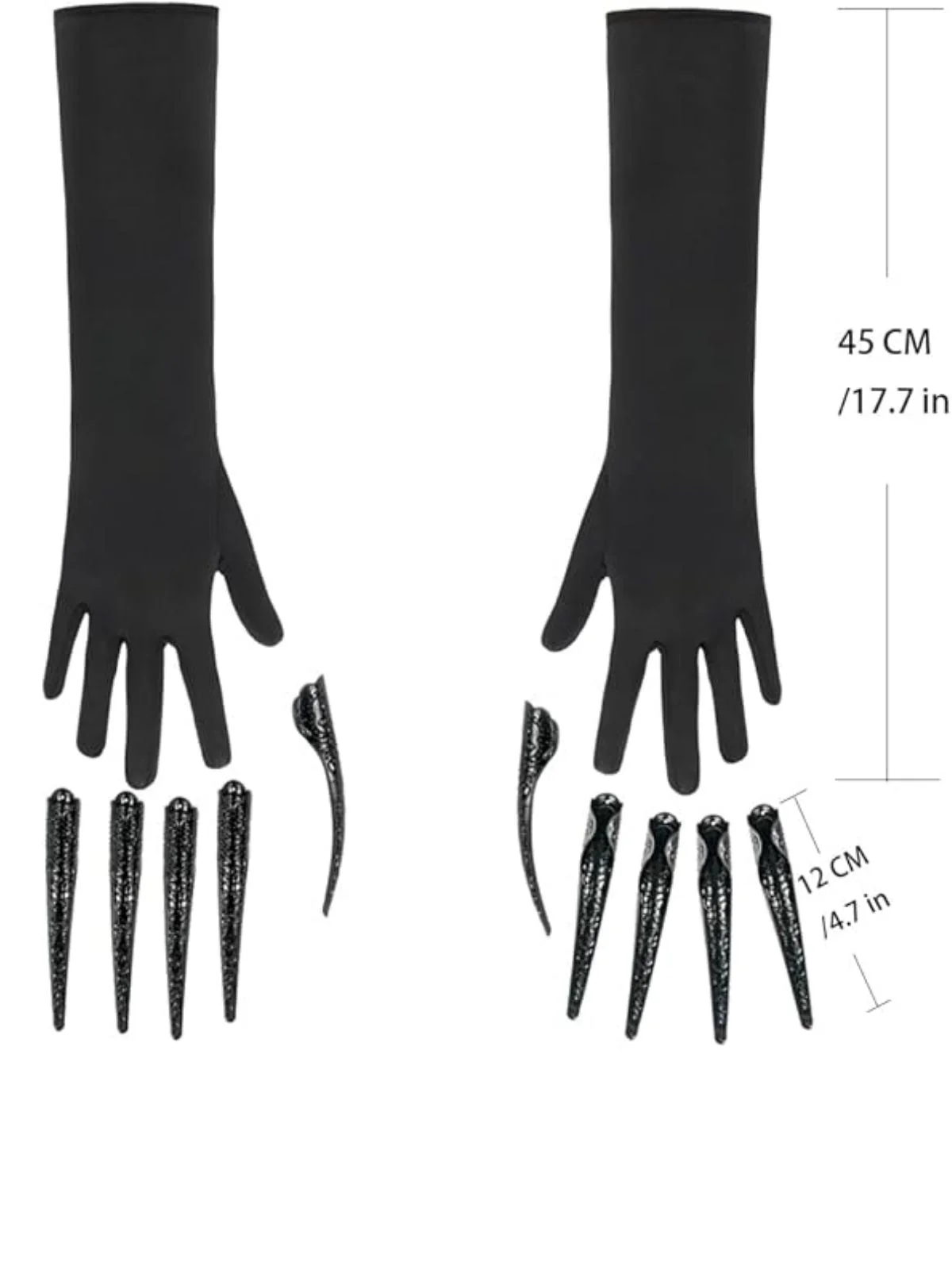 Halloween Schwarz Lang Klauen Handschuhe - Image 3