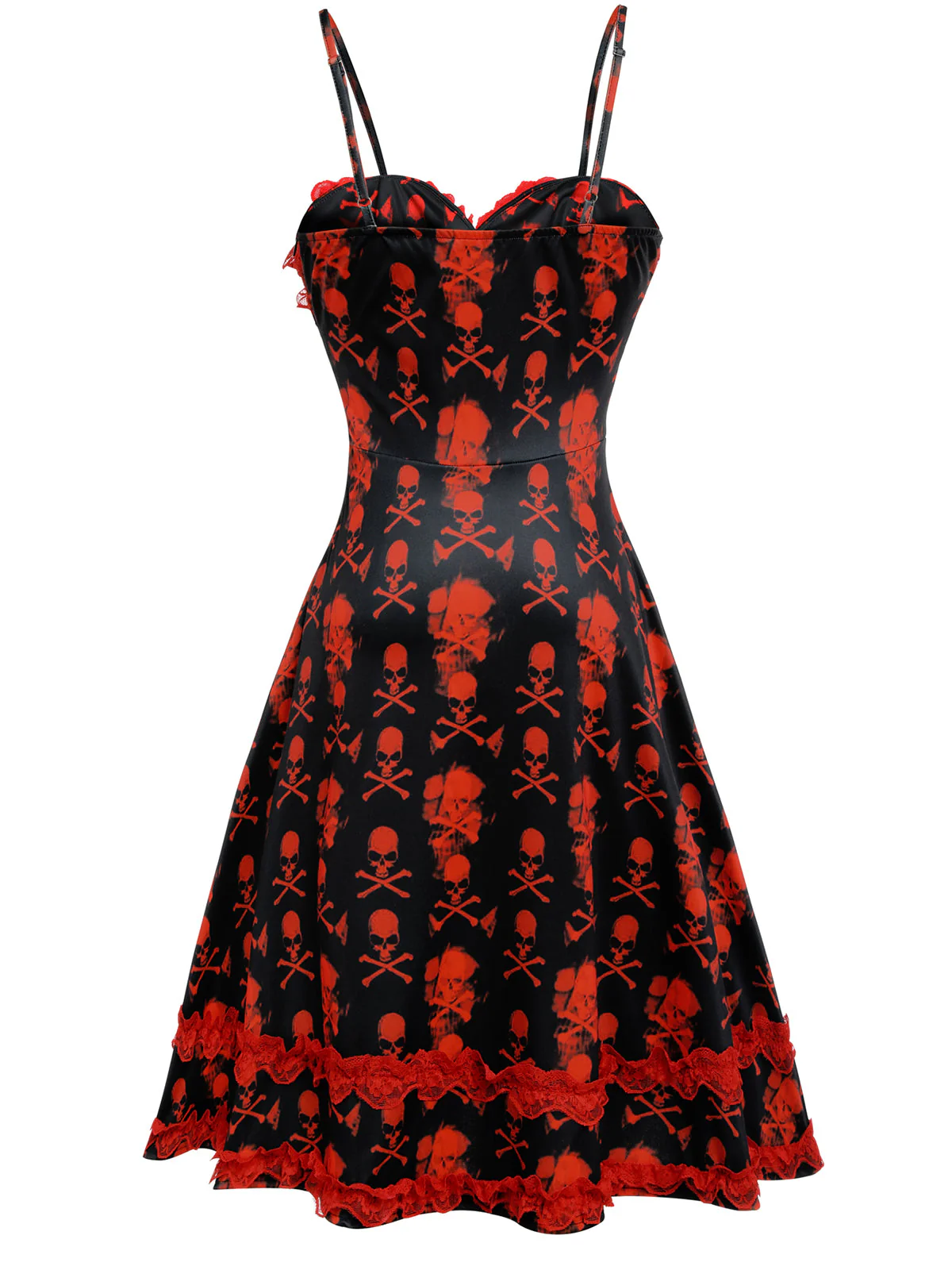 GOTHIC SCHWARZEM SCHÄDEL SPITZEN RIEMEN KLEID - Image 4
