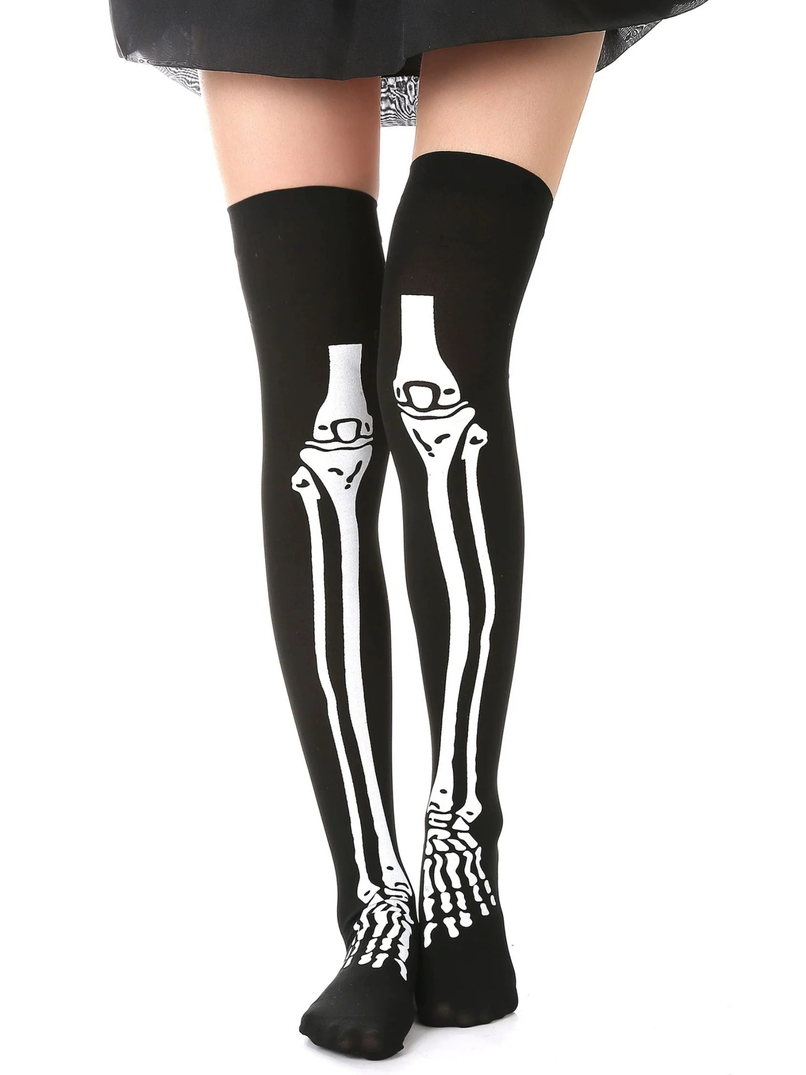 Halloween Skeleton Thigh High Socke & Handschuhe Set - Image 2