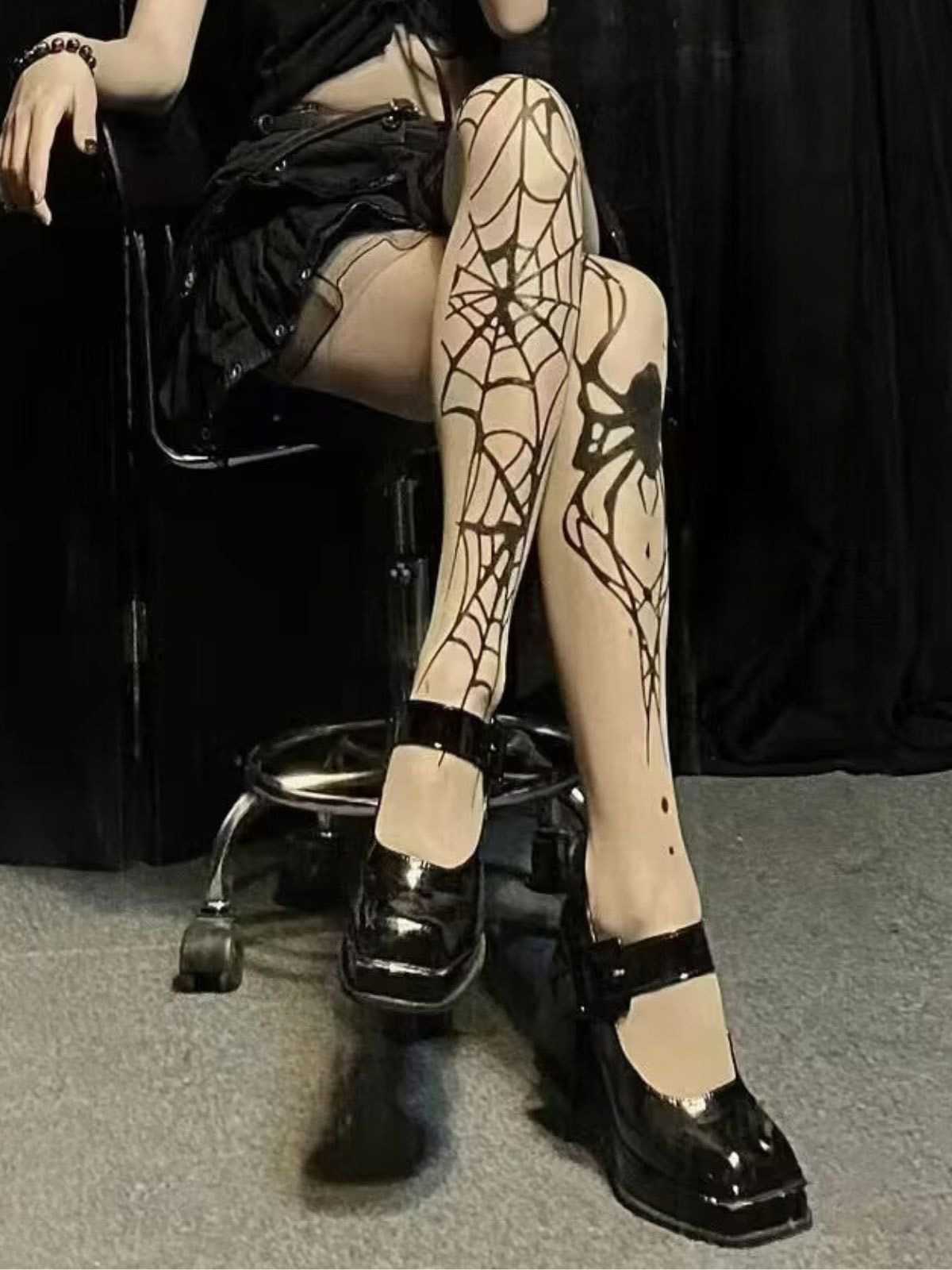 Halloween Spinne Web Gothic Strümpfe - Image 6