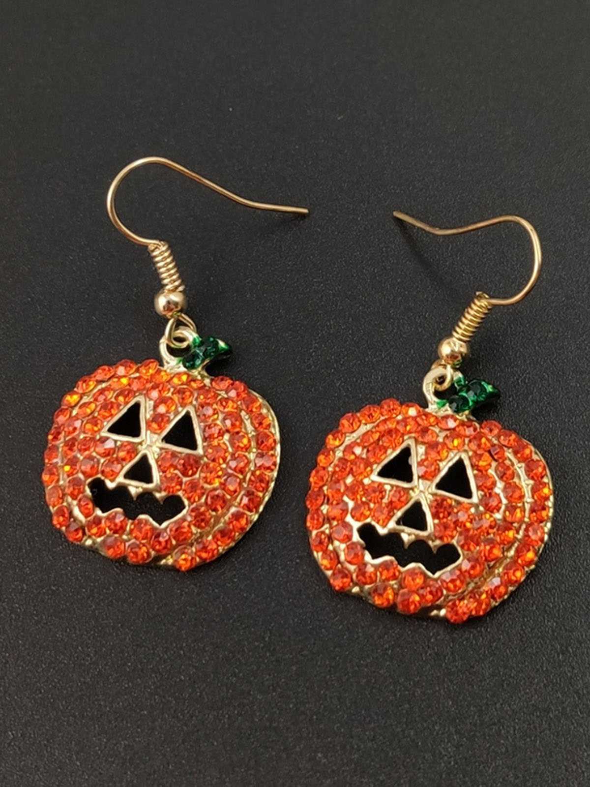 Halloween Strasssteine  Grimasse Kürbis Ohrringe - Image 5