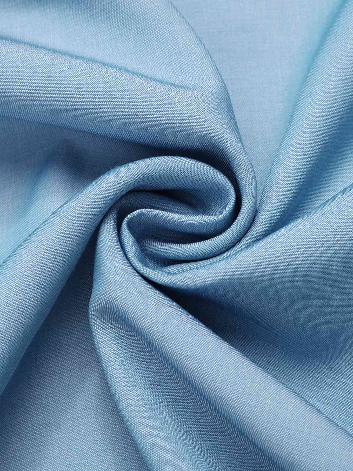 Hellblau 1930er Solide Träger Baumwolle Kleid - Image 3