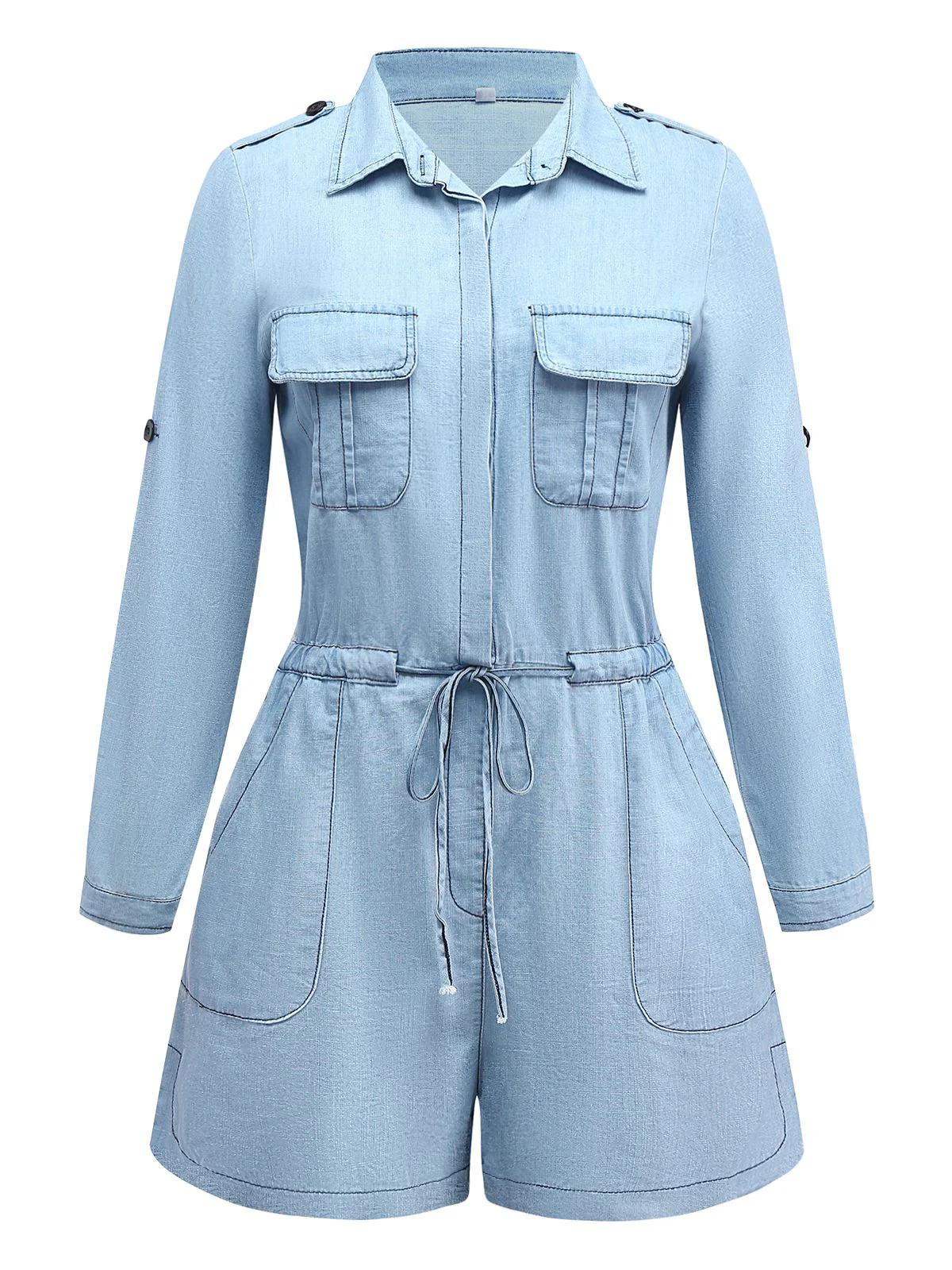 Hellblau 1950er Denim Taste Revers Romper - Image 2