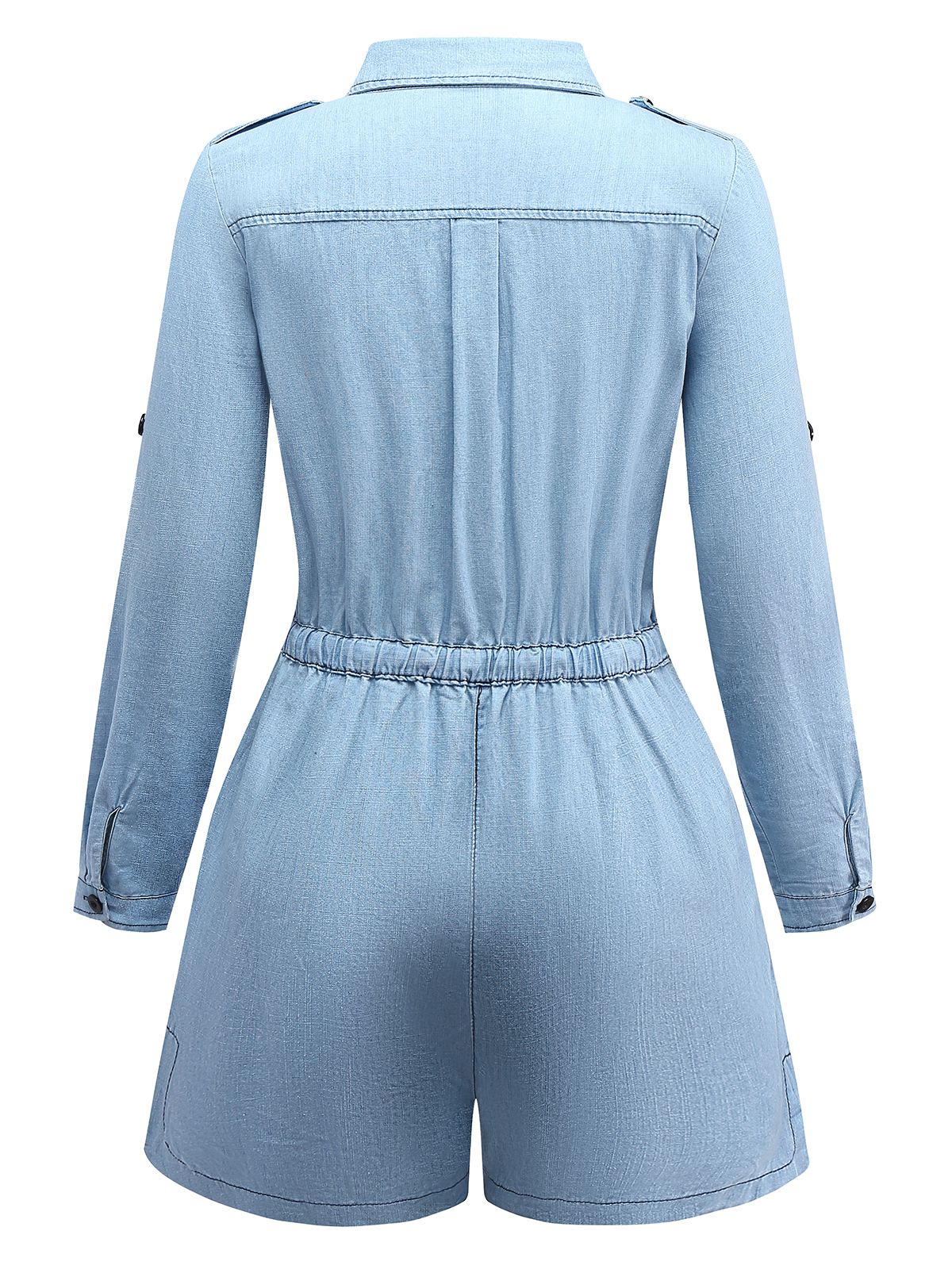 Hellblau 1950er Denim Taste Revers Romper - Image 3