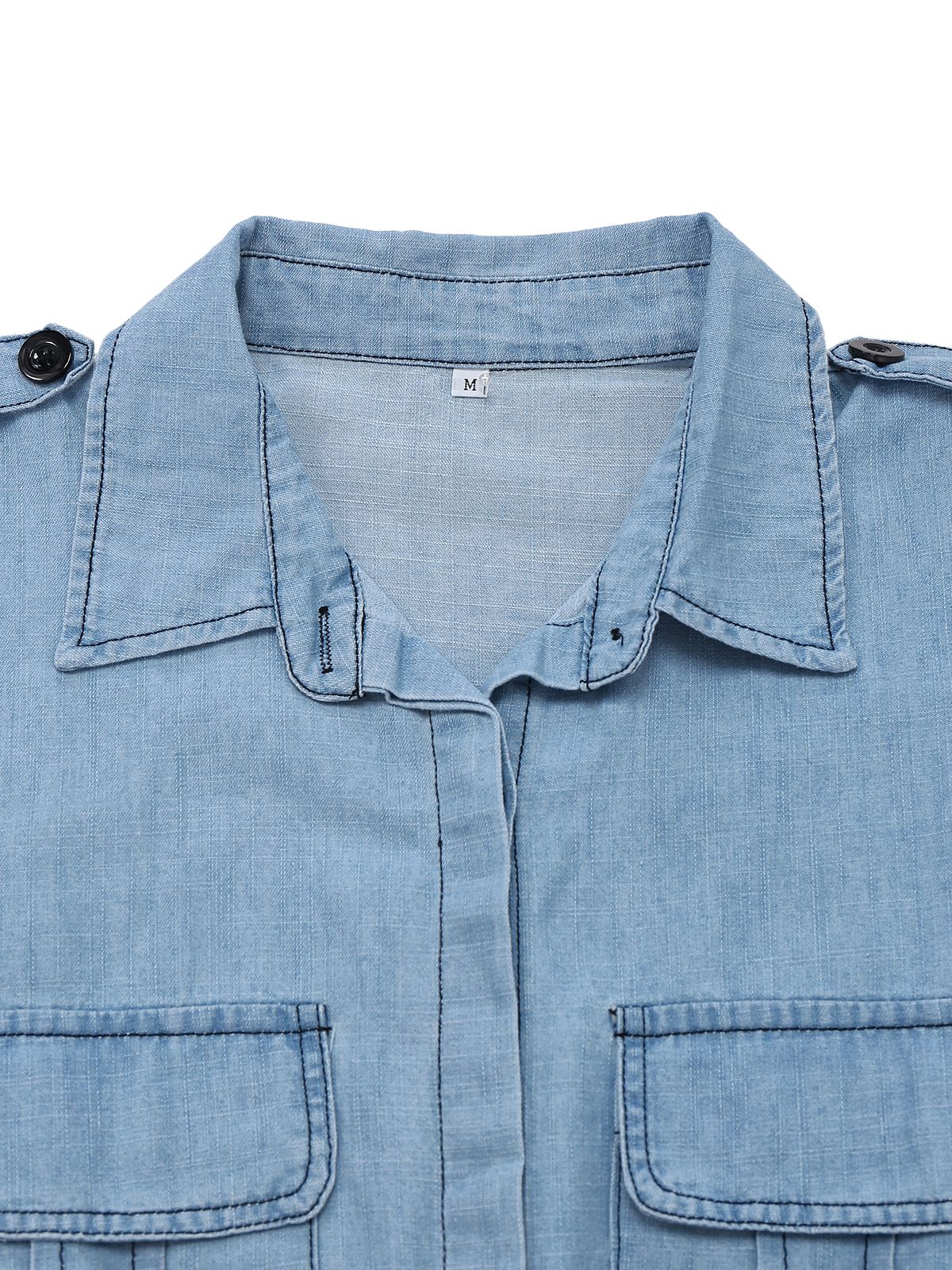 Hellblau 1950er Denim Taste Revers Romper - Image 4