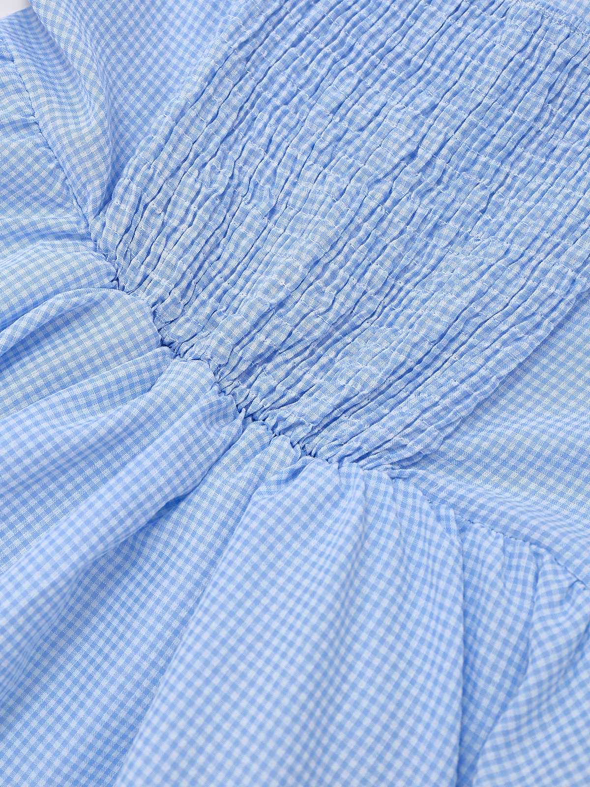 Hellblau 1950er Gingham Spitze Träger Swing Kleid - Image 4