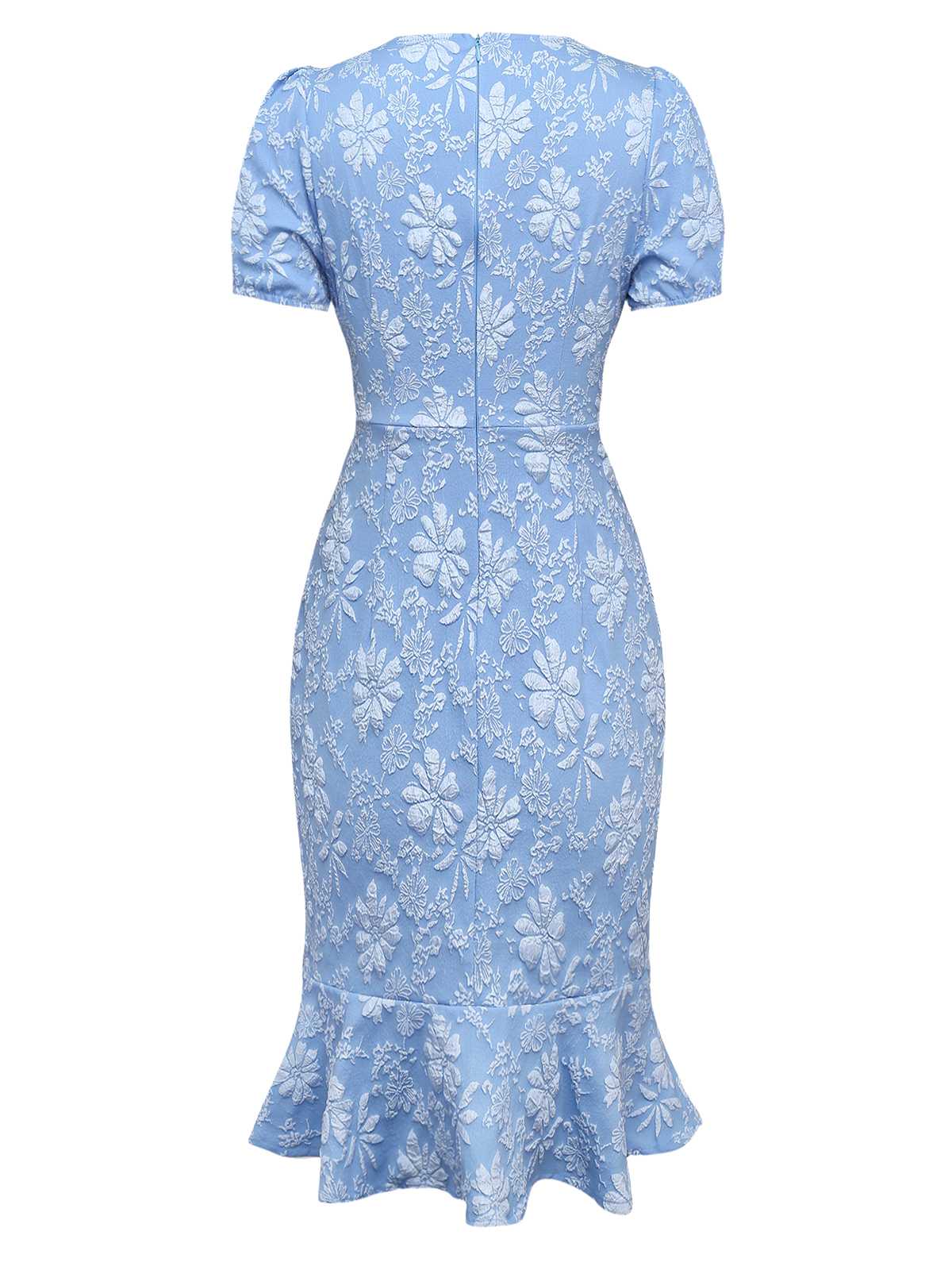 Hellblau 1960er Gänseblümchen Puffärmel Kleid - Image 2