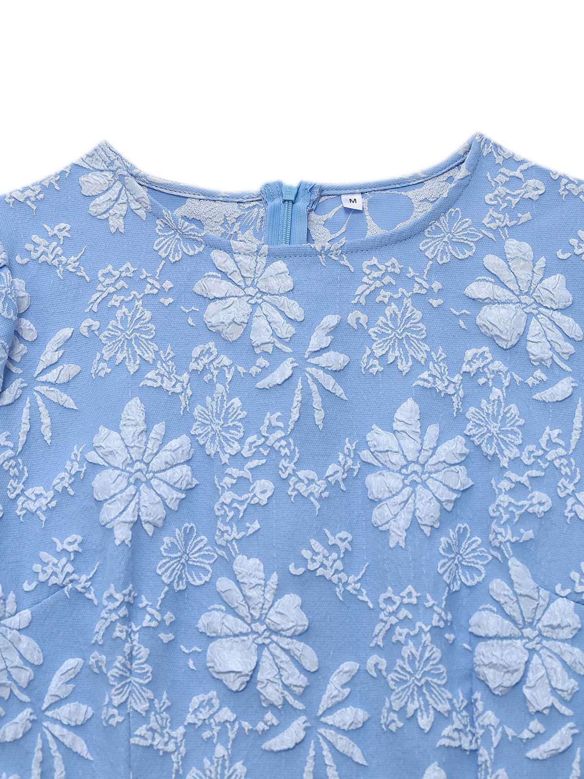 Hellblau 1960er Gänseblümchen Puffärmel Kleid - Image 3
