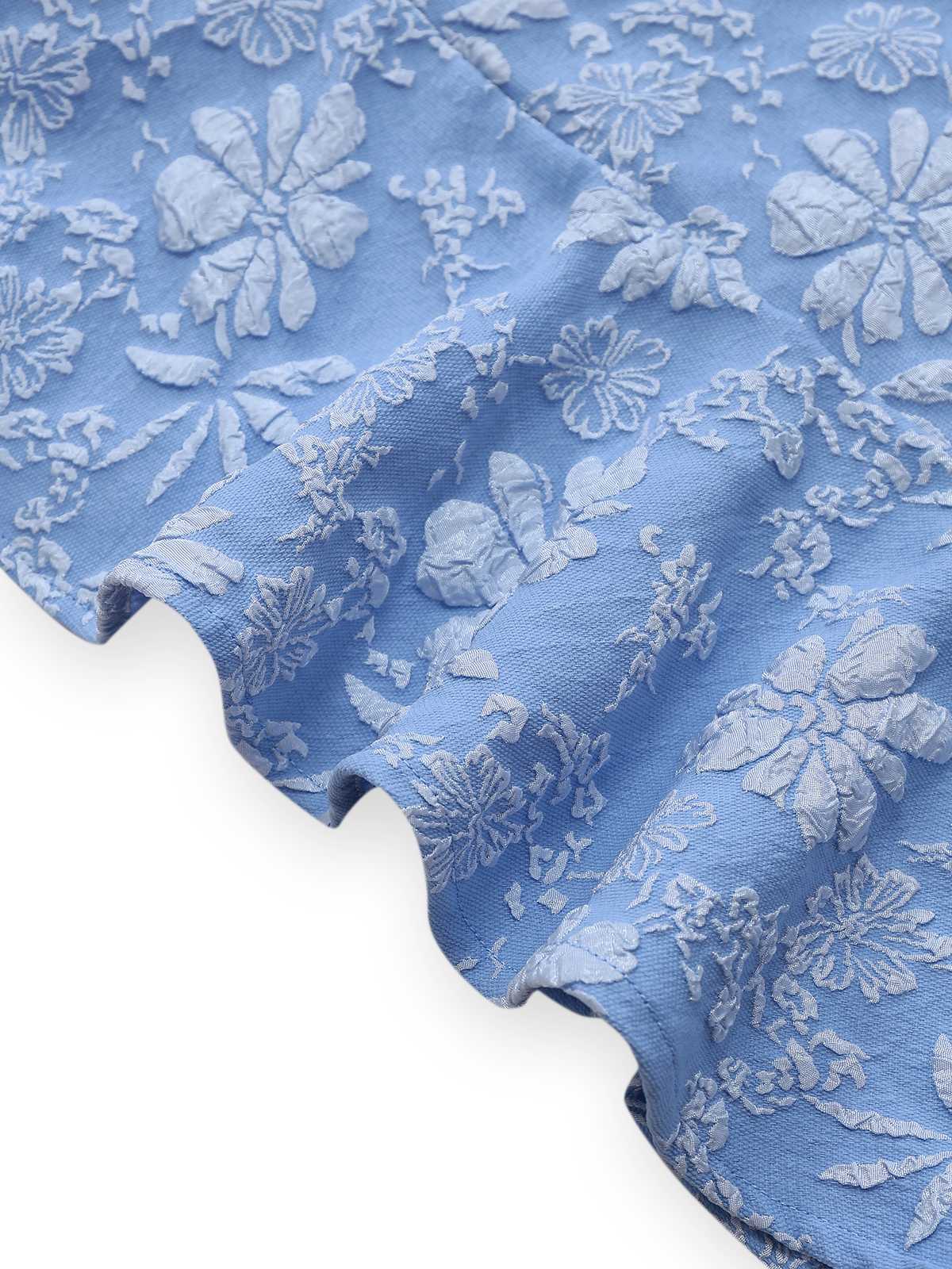 Hellblau 1960er Gänseblümchen Puffärmel Kleid - Image 5