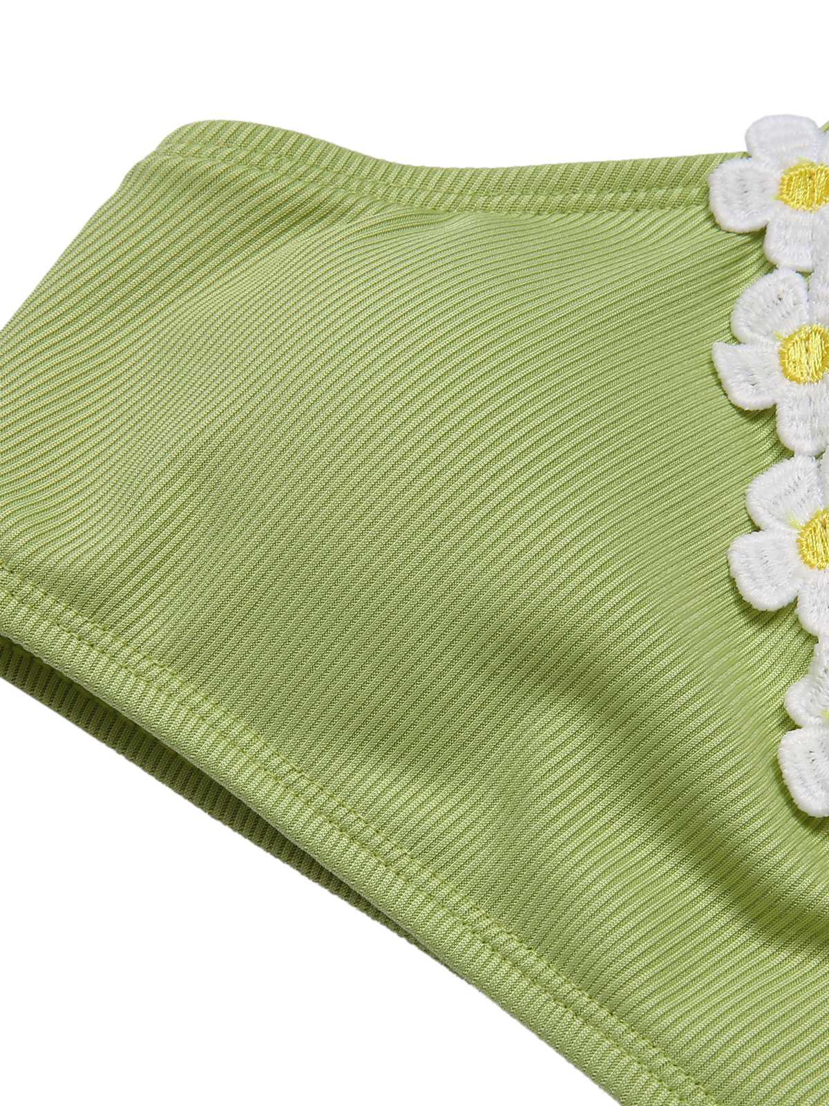 Hellgrün 1960er Halter Stricken Gänseblümchen Badeanzug - Image 5