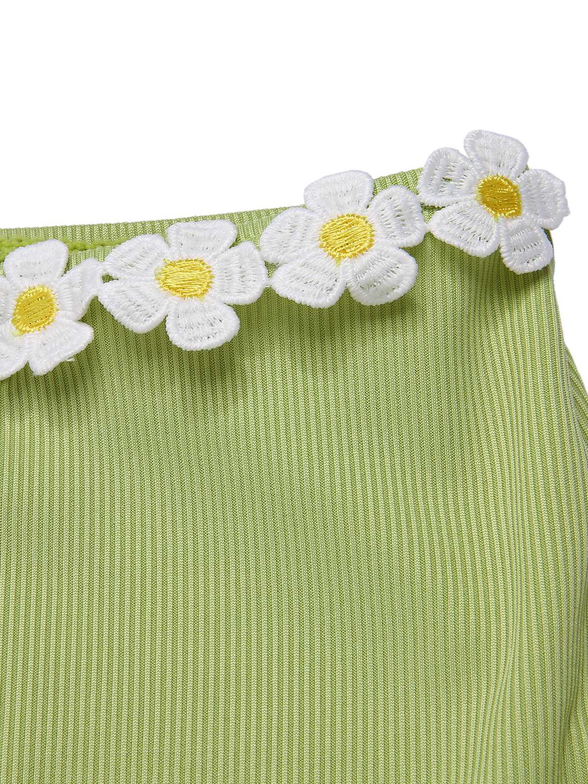 Hellgrün 1960er Halter Stricken Gänseblümchen Badeanzug - Image 6