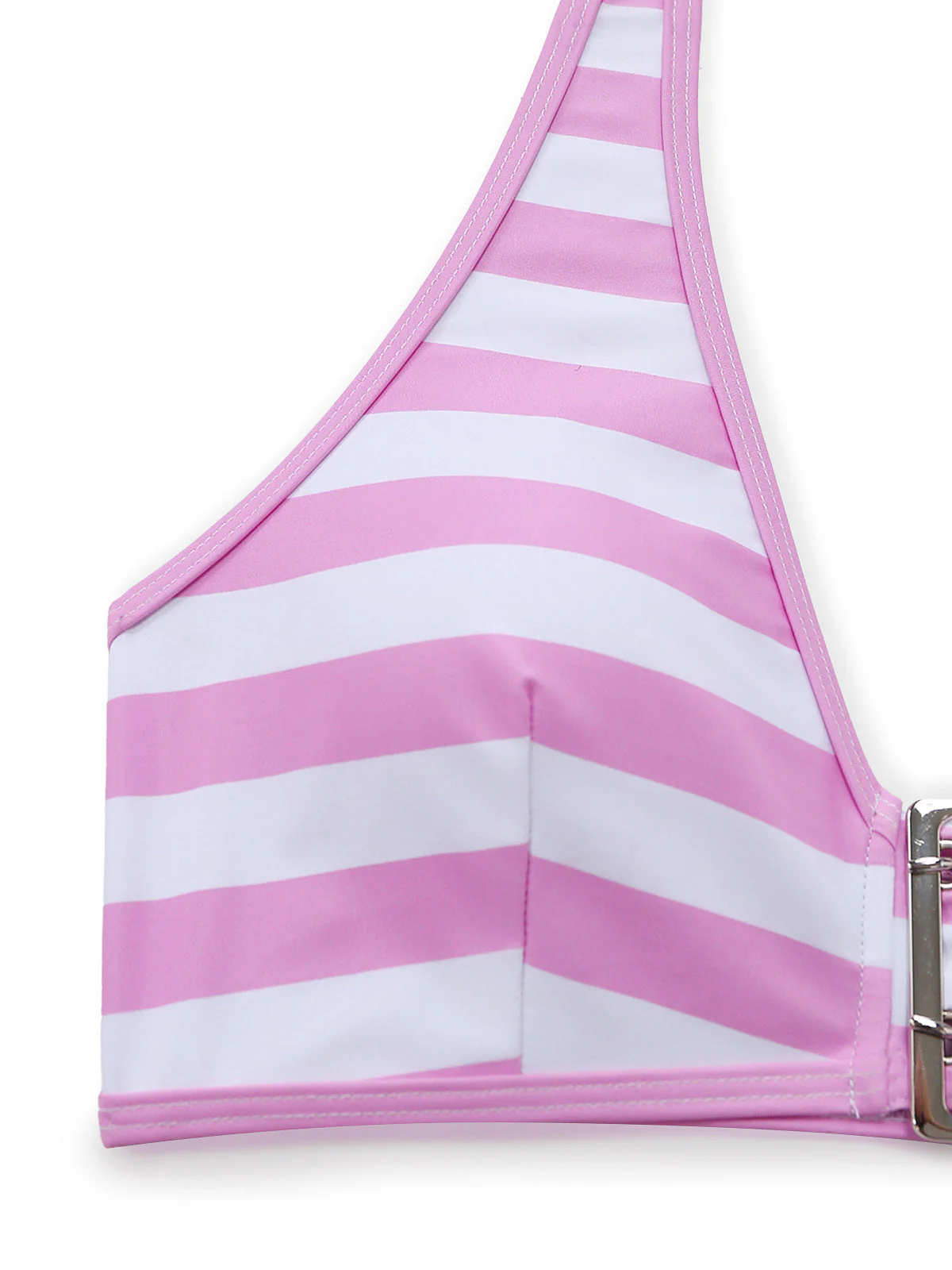 [Vorverkauf] Hellrosa 50er Gestreiftes Bikini-Set mit Neckholder und Rüschen - Image 5