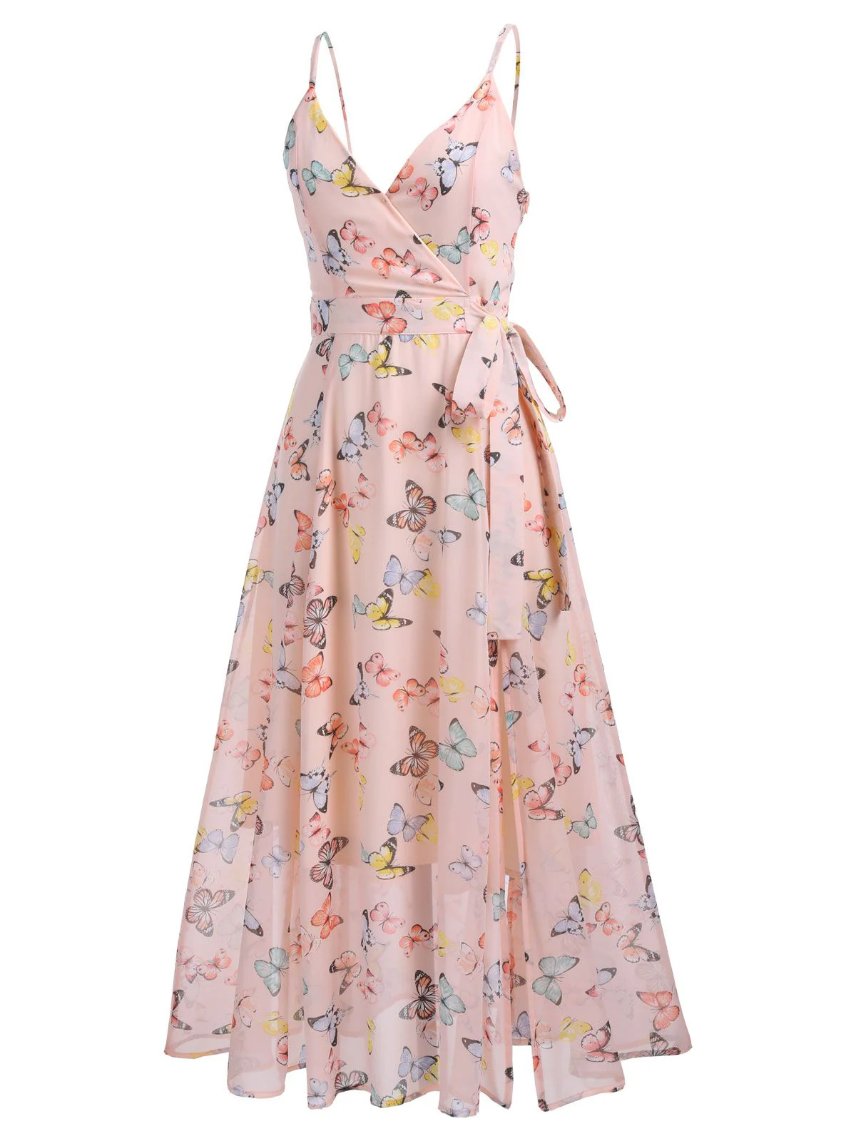 [Vorverkauf] Hellrosa 1930er Schmetterling Träger Schnürung Kleid - Image 5