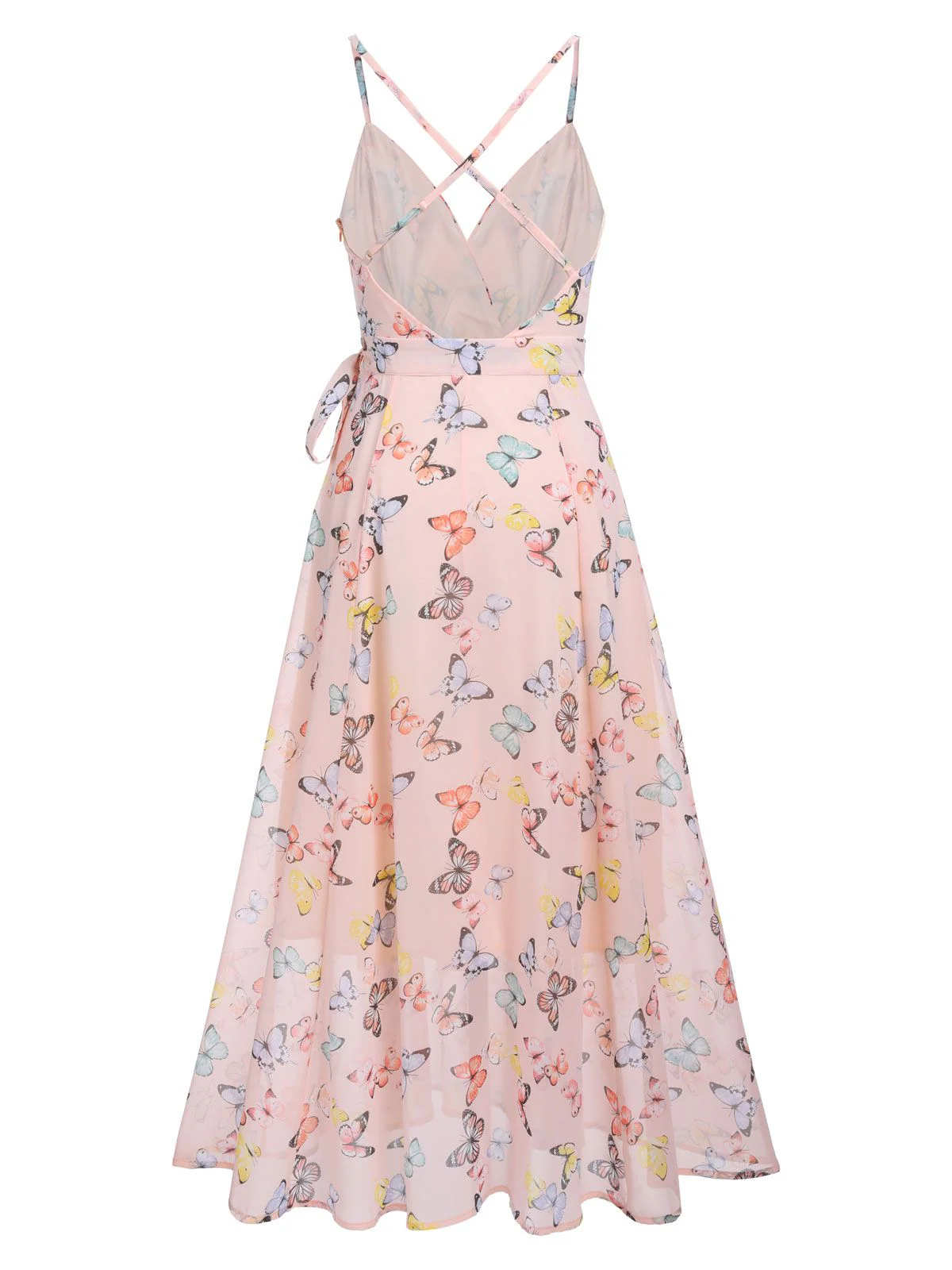 [Vorverkauf] Hellrosa 1930er Schmetterling Träger Schnürung Kleid - Image 6
