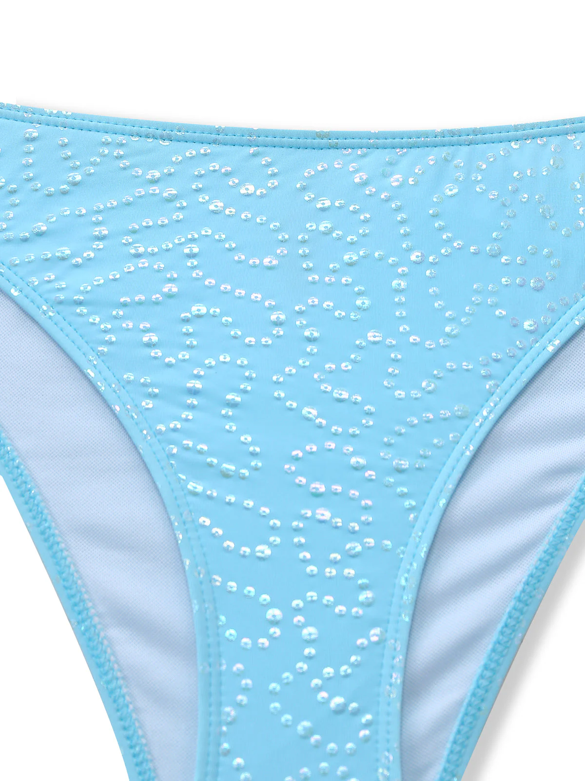 Himmelblau 1950er Halter Rüschen Schleife Glitzer Tankini Set - Image 5