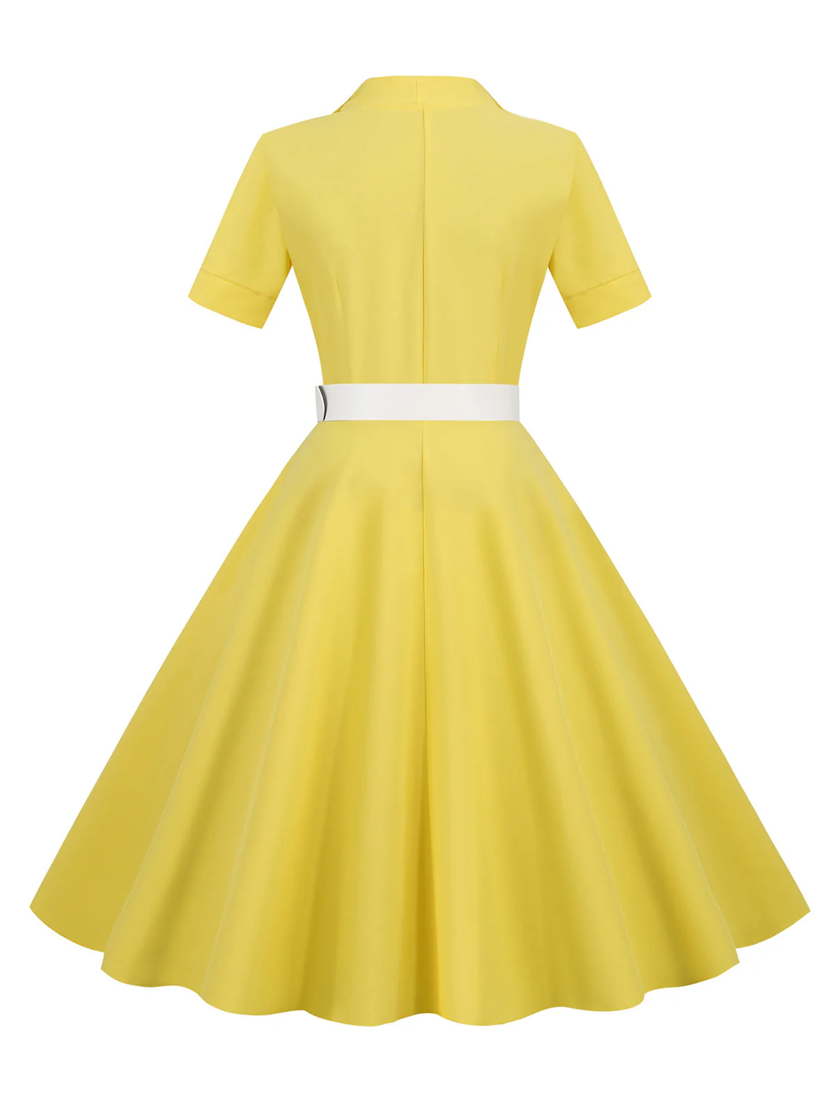 Himmelblau 1950er Solide Kontrastierendem Reversgürtel Kleid - Image 12