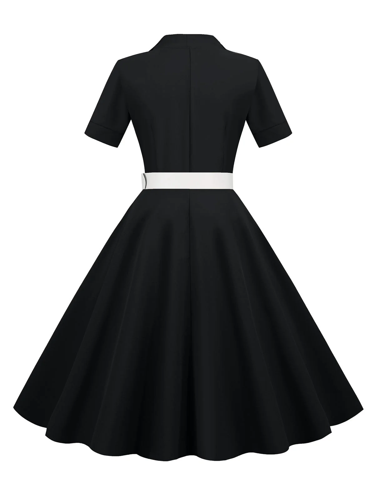 Himmelblau 1950er Solide Kontrastierendem Reversgürtel Kleid - Image 6