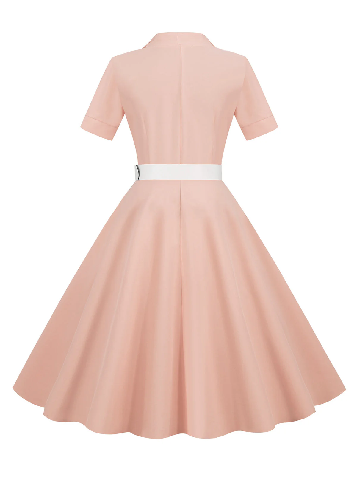 Himmelblau 1950er Solide Kontrastierendem Reversgürtel Kleid - Image 9