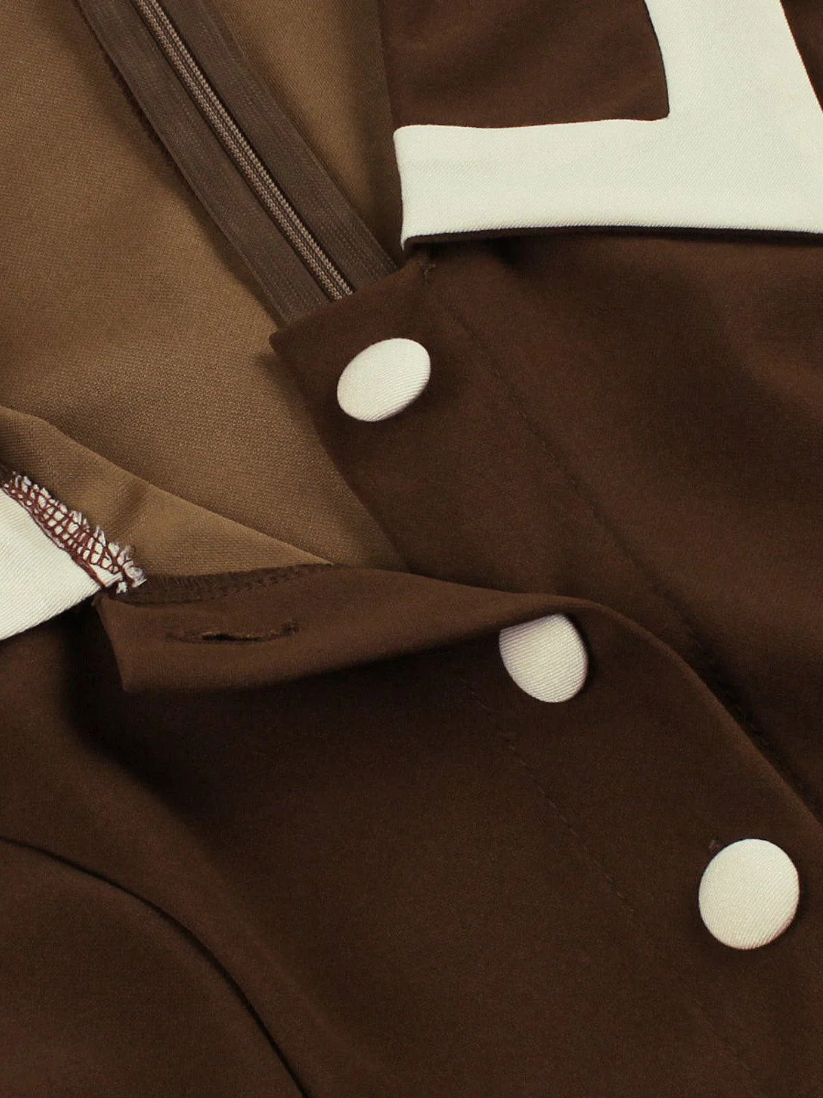 Kaffee & Beige 1950er Kontrast Revers Gürtel Kleid - Image 5