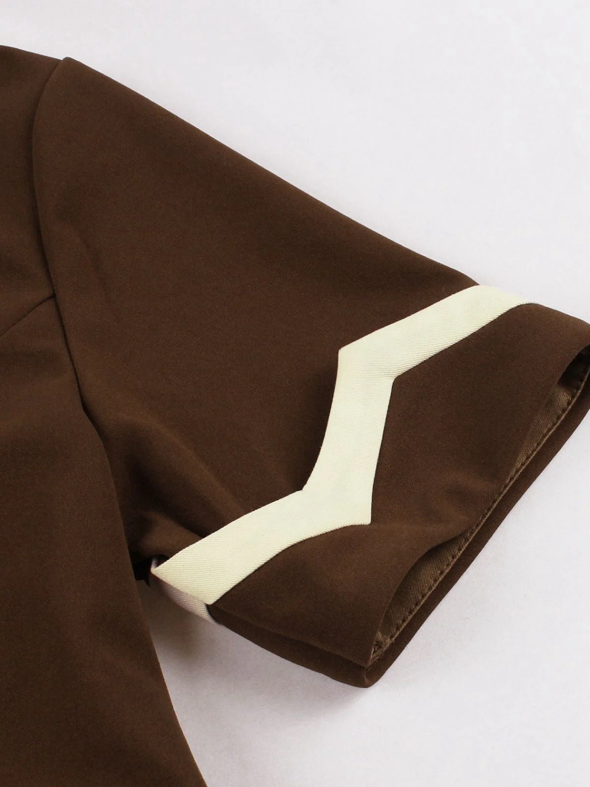 Kaffee & Beige 1950er Kontrast Revers Gürtel Kleid - Image 6