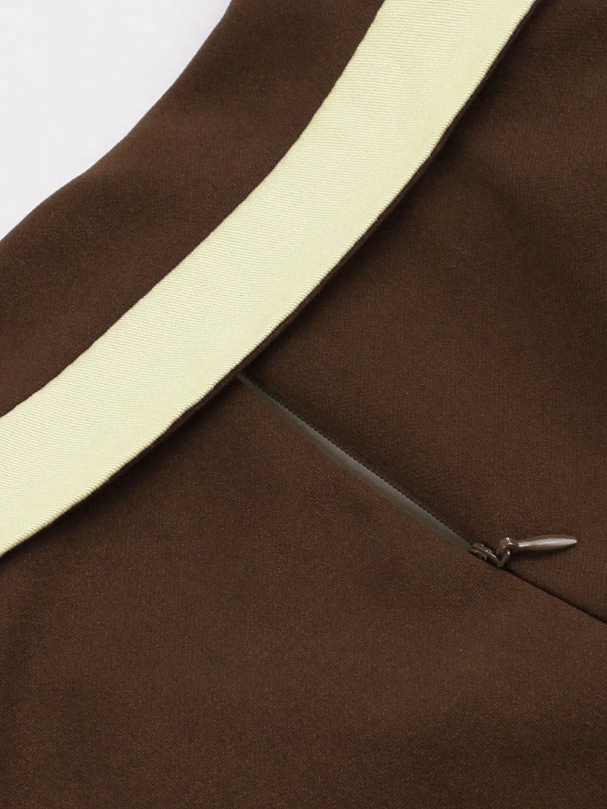 Kaffee & Beige 1950er Kontrast Revers Gürtel Kleid - Image 7