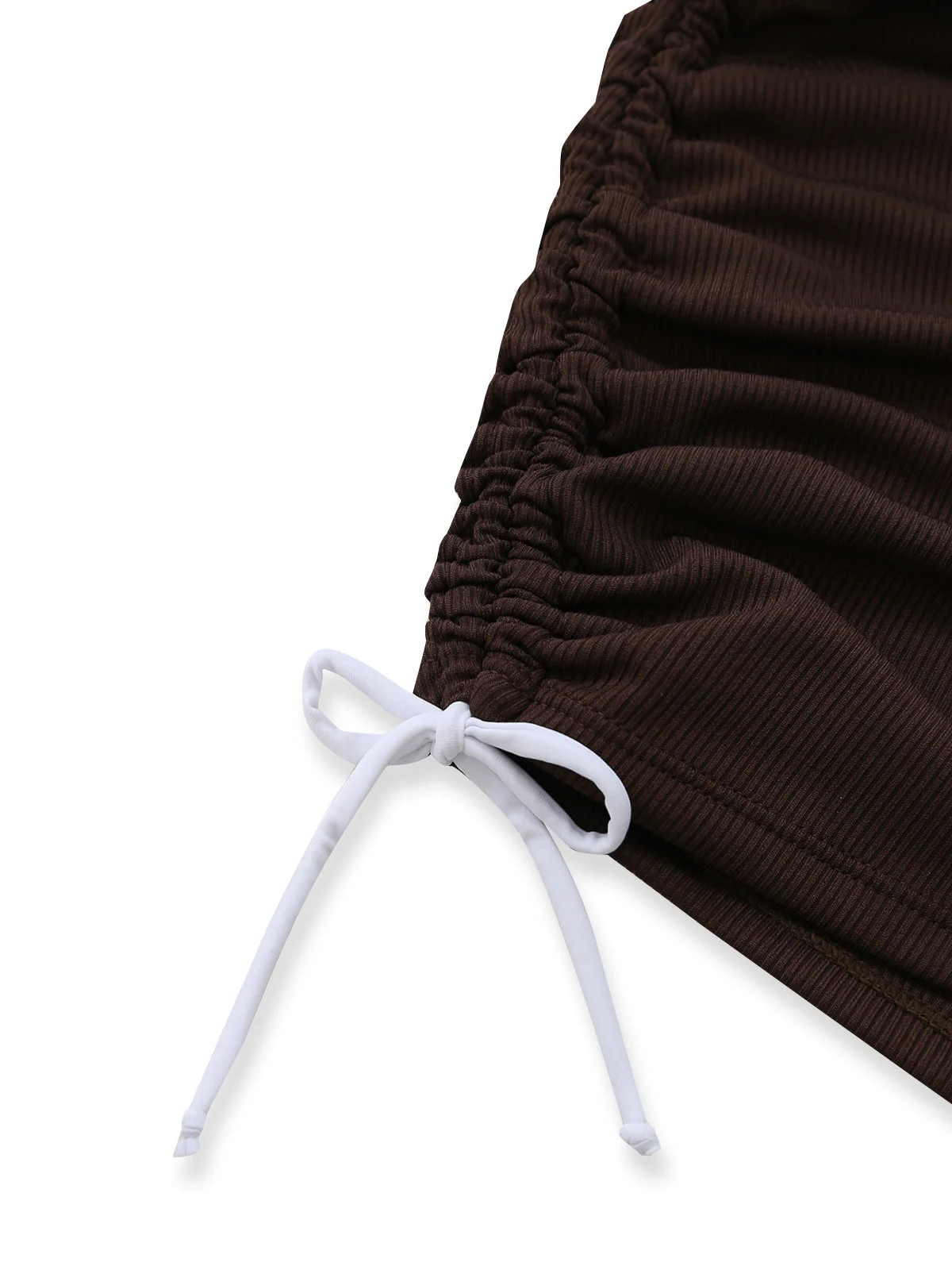 Kaffeebraun 1950er Halter Kordelzug Gerafft Tankini Set - Image 5