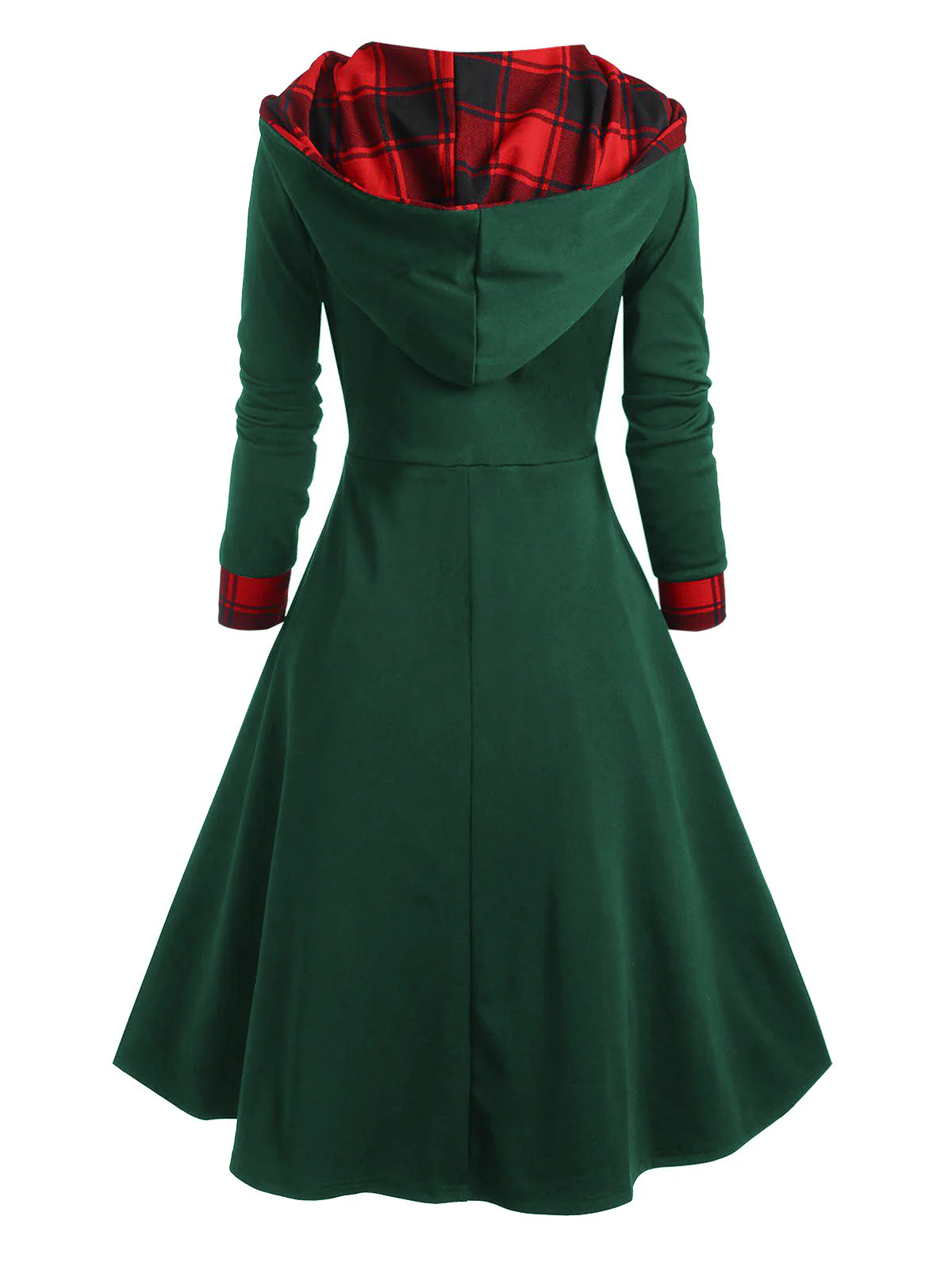 Schwarz & Orange 1950er Weihnachten Plaids Kapuzenkleid - Image 6
