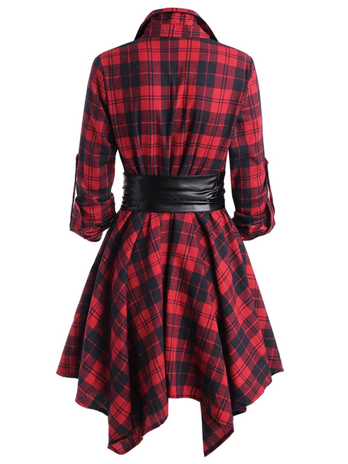 KARIERTES KLEID MIT DREHKNÖPFEN UND GÜRTEL - Image 3