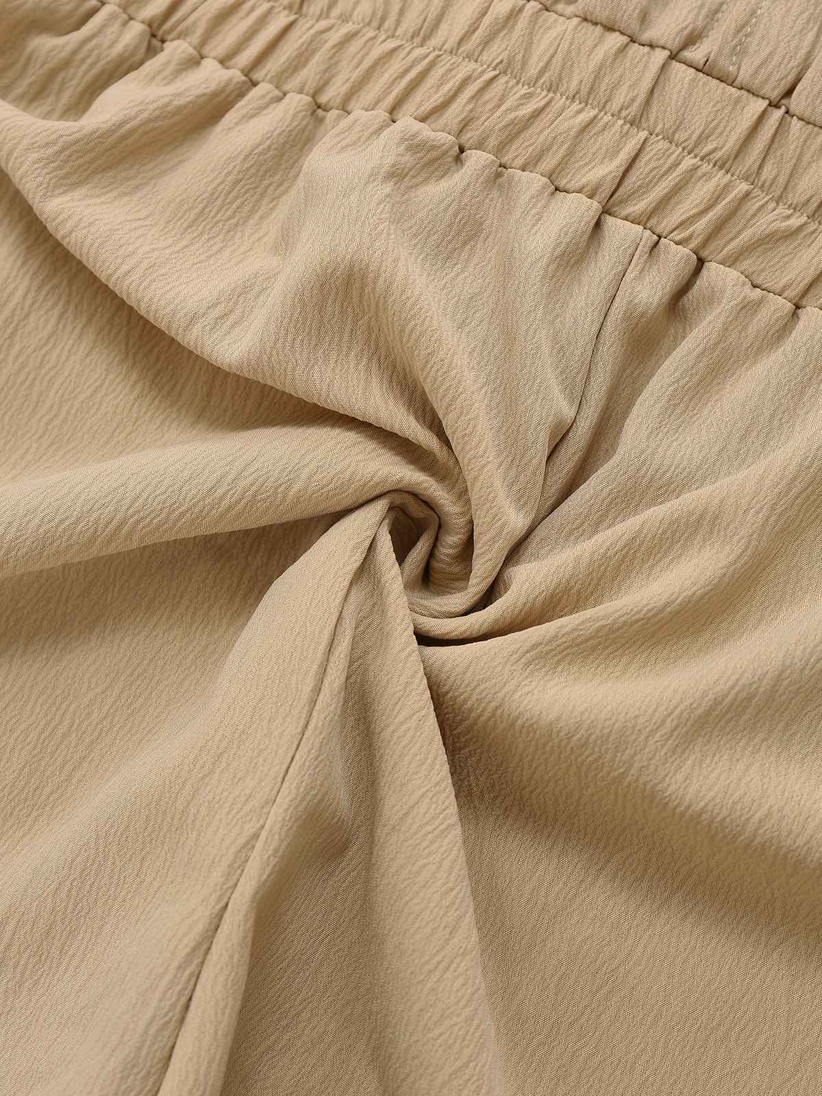 Khaki 1930er V-Ausschnitt Tasche Solide Romper - Image 5