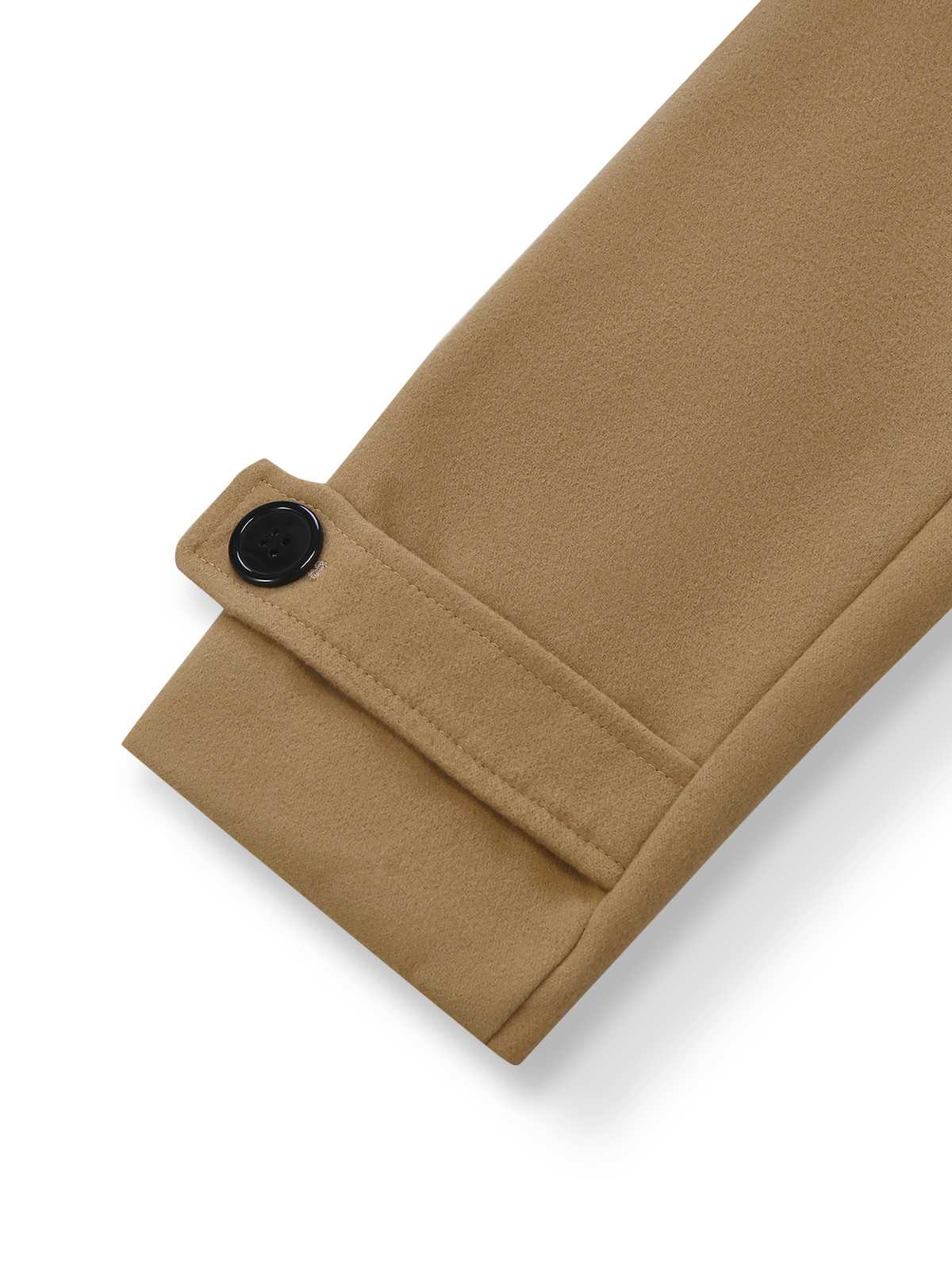 Khaki 1940er Revers Zweireihig Gürtel Mantel - Image 5