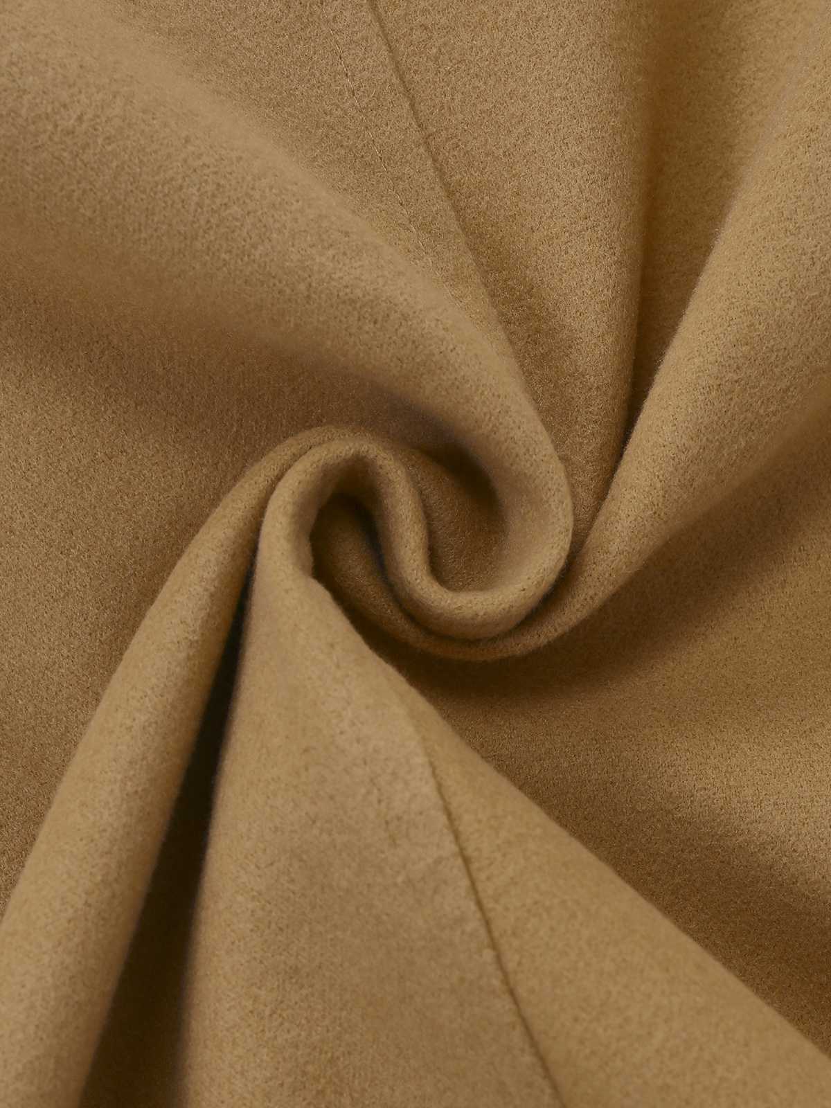 Khaki 1940er Revers Zweireihig Gürtel Mantel - Image 6