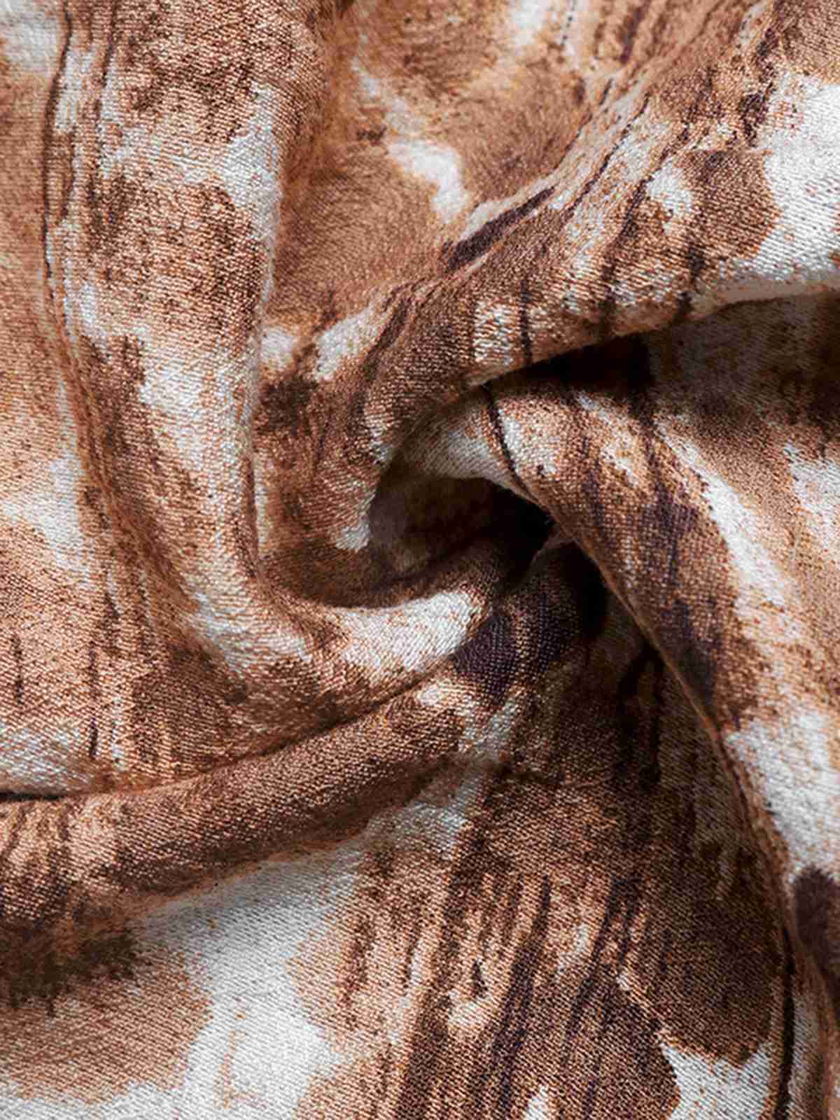 Khaki 1940er V-Ausschnitt Aquarell Dünenstil Kleid - Image 6