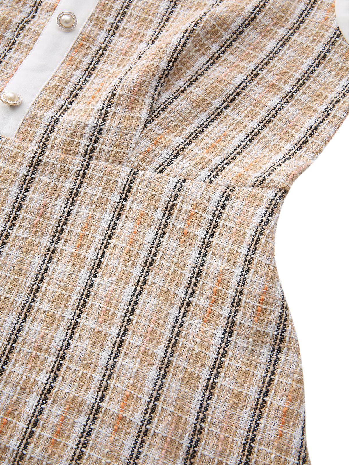 Khaki 1940er Vintage Patchwork Langärmel Kleid - Image 5