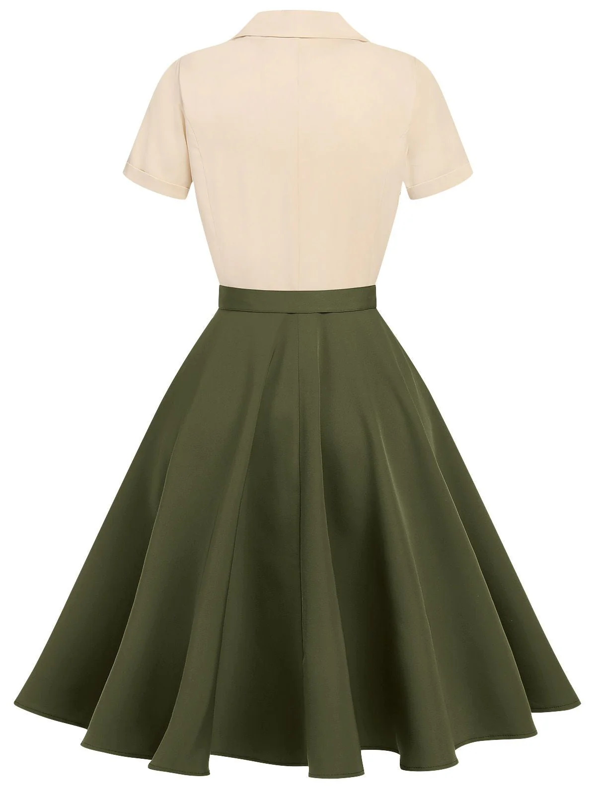Blau & Gelb 1950ER Patchwork V-Ausschnitt Kurzarm Swing Kleid - Image 11