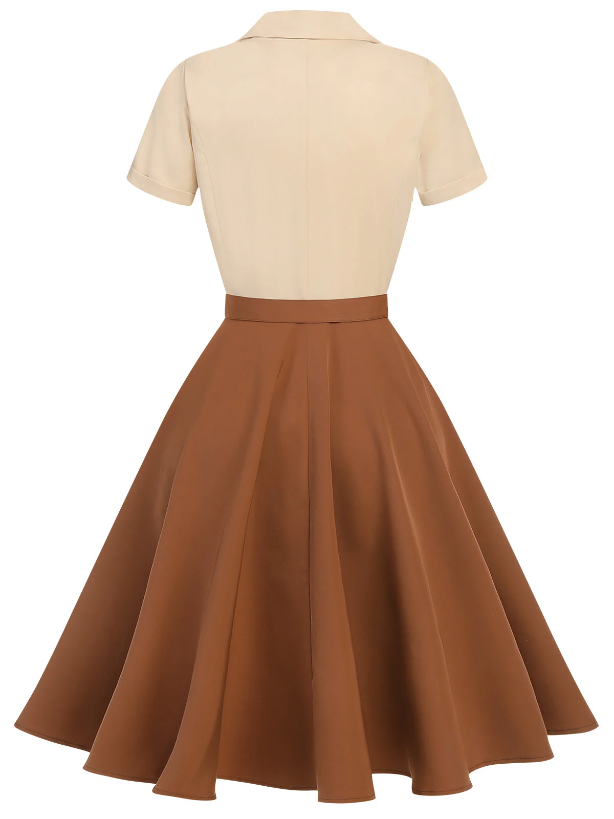 Blau & Gelb 1950ER Patchwork V-Ausschnitt Kurzarm Swing Kleid - Image 7