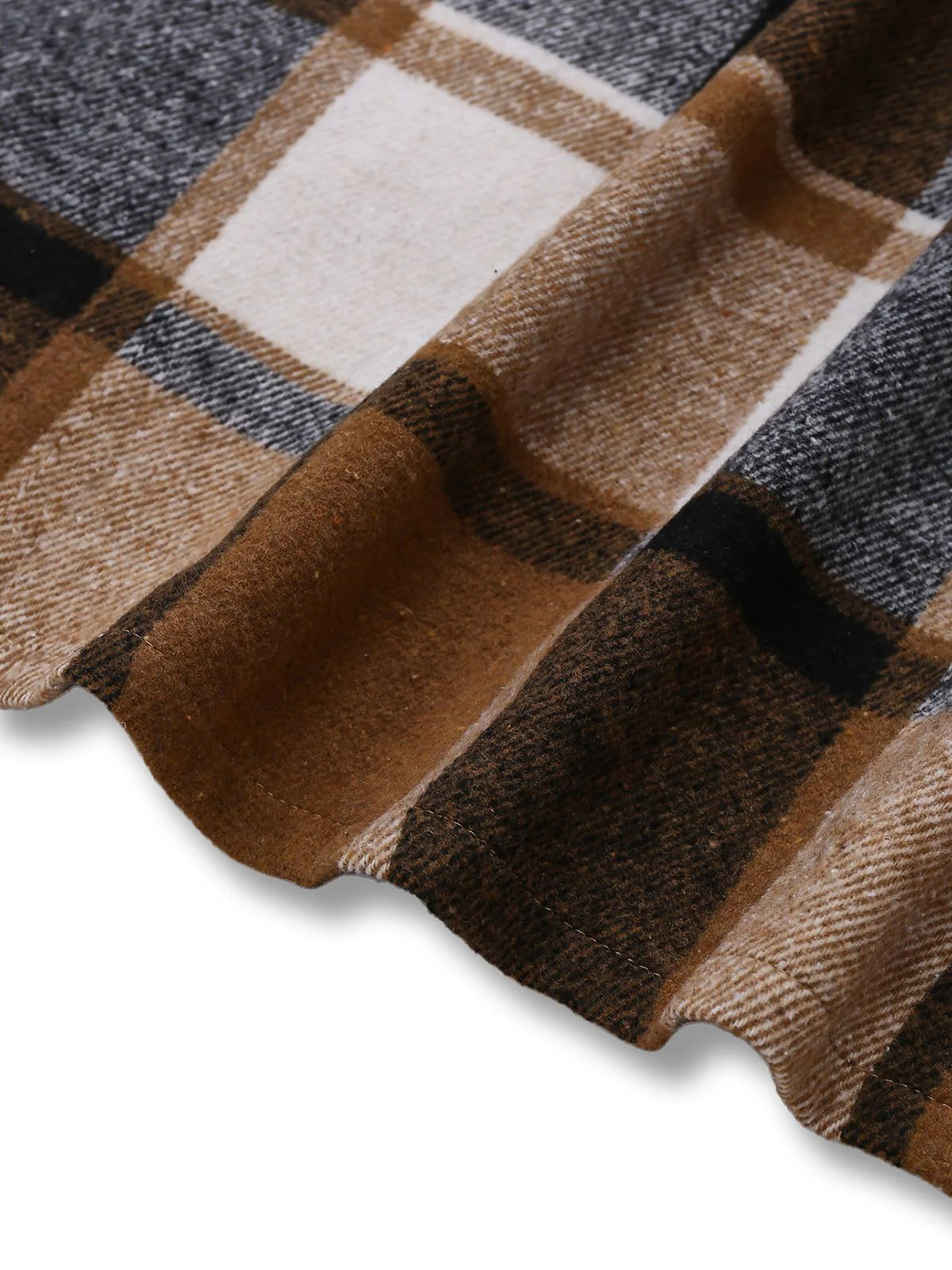 Khaki 1950er Plaid Langarm Irregulär Jacke - Image 6