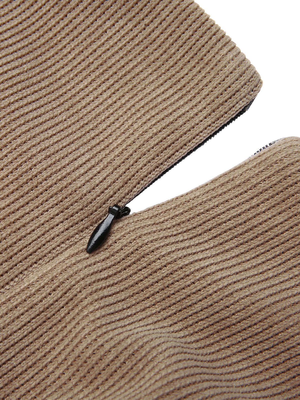 Khaki 1950er Gestrickt Leder Patchwork Kleid - Image 6