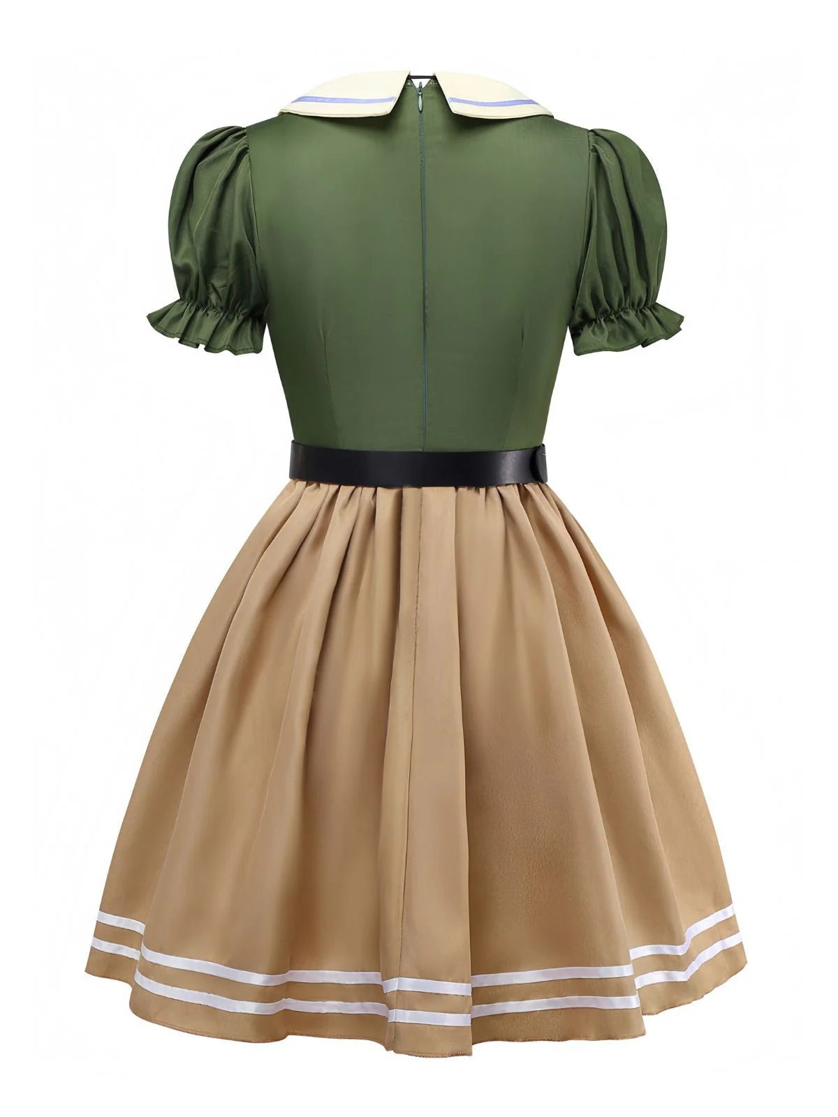 Khaki 1960er Fuchs Zweiteiler-Imitat Kleid Set - Image 2