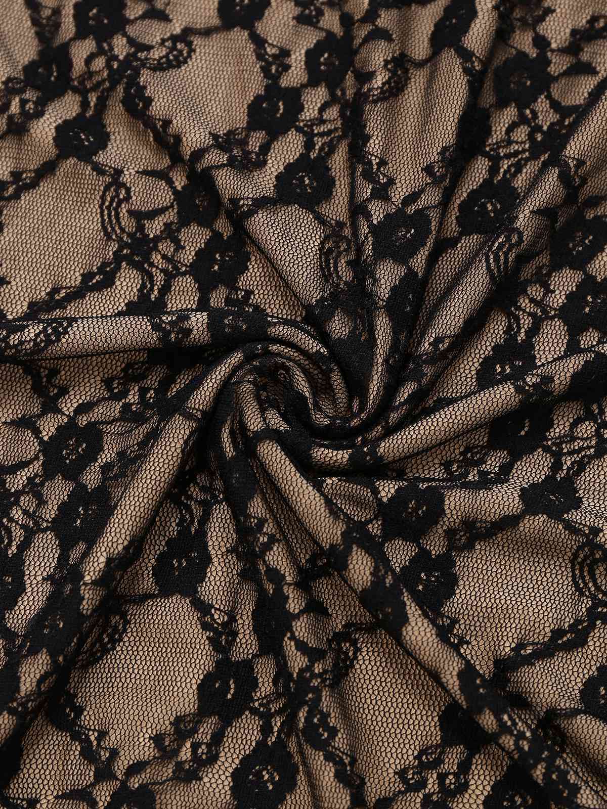 Khaki 1960er Spitze Patchwork Spaghetti Träger Enges Kleid - Image 5