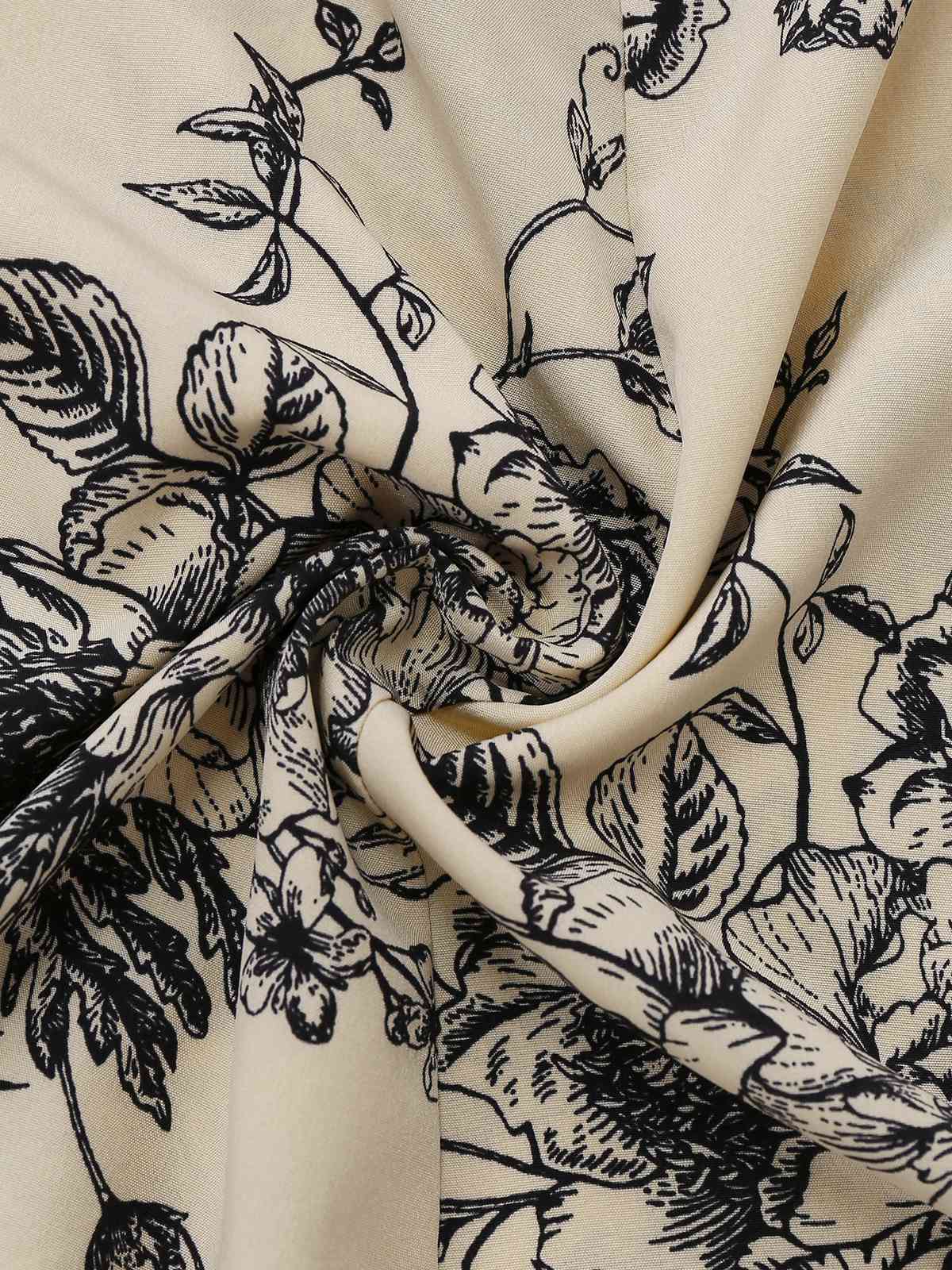 Khaki 1970er Gestricktes Quadratischer Hals Blumen Kleid - Image 7