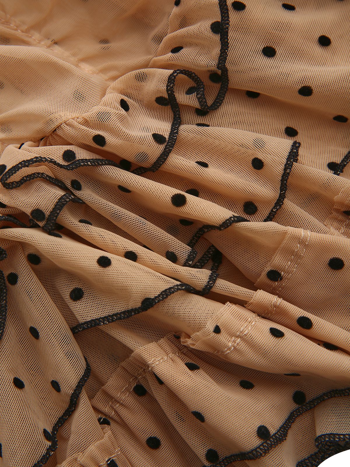 Khaki 1980er Punkte Gestuft Babydoll Nachthemd - Image 6