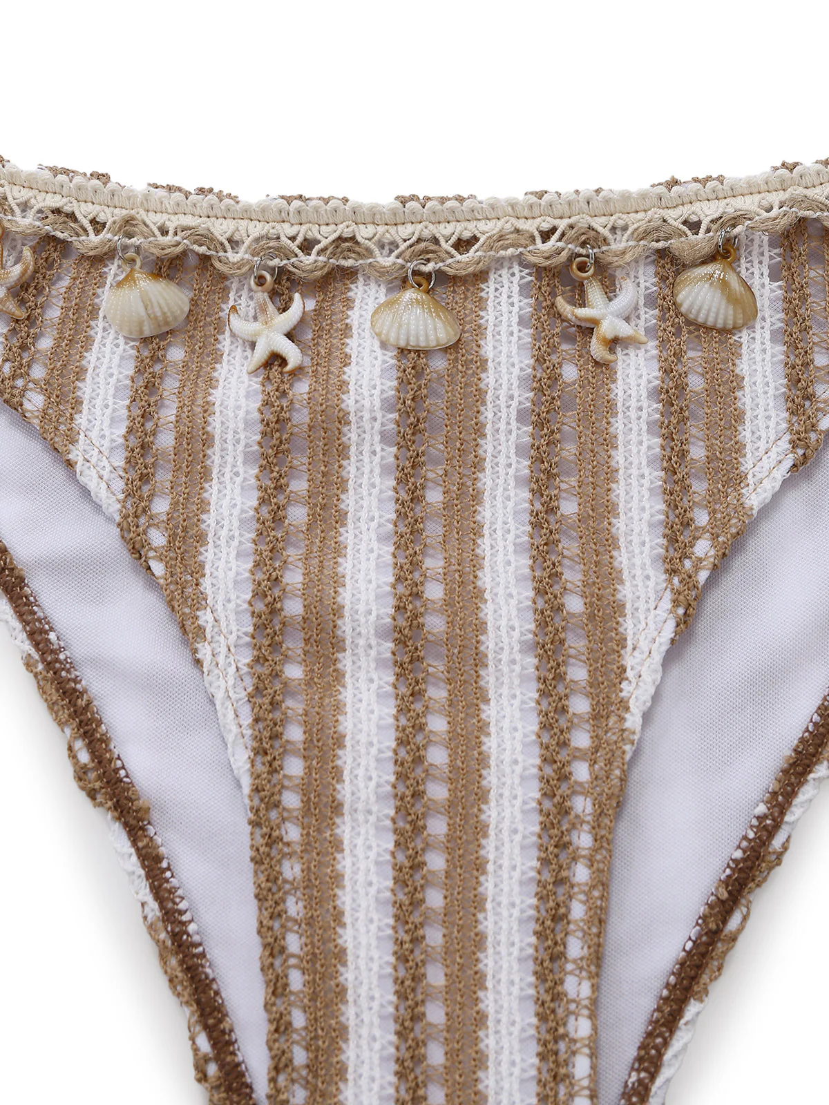Khaki 50er Tankini-Set mit Streifen und 3D-Muscheln - Image 6