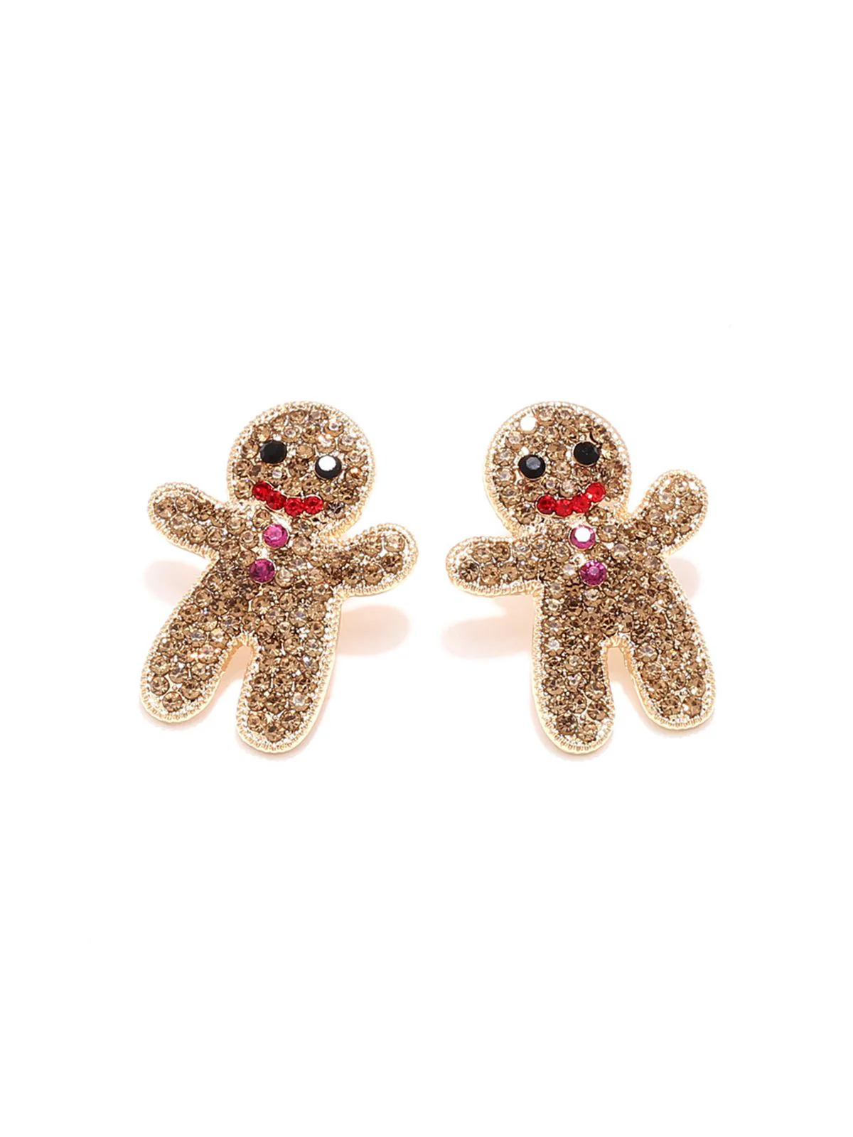 Khaki Weihnachten Lebkuchen Mann Strass Ohrringe - Image 2