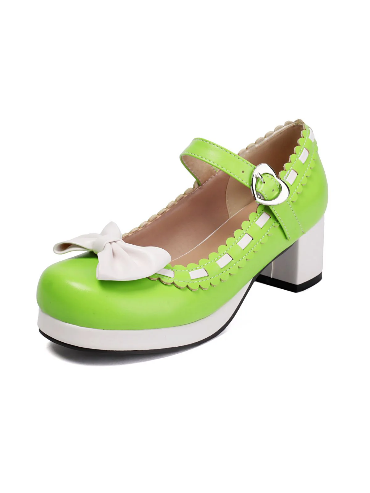 Klobiger Absatz Farbblock Bogen Marry Jane Schuhe - Image 10